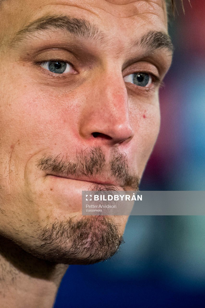 Malmös Markus Rosenberg under en presskonferens inför Champions League den 20 oktober 2015 i Malmö.
