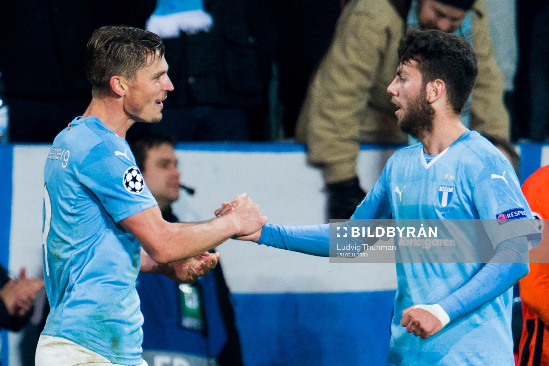 Malmö FFs Markus Rosenberg firar segern med Erdal Rakip