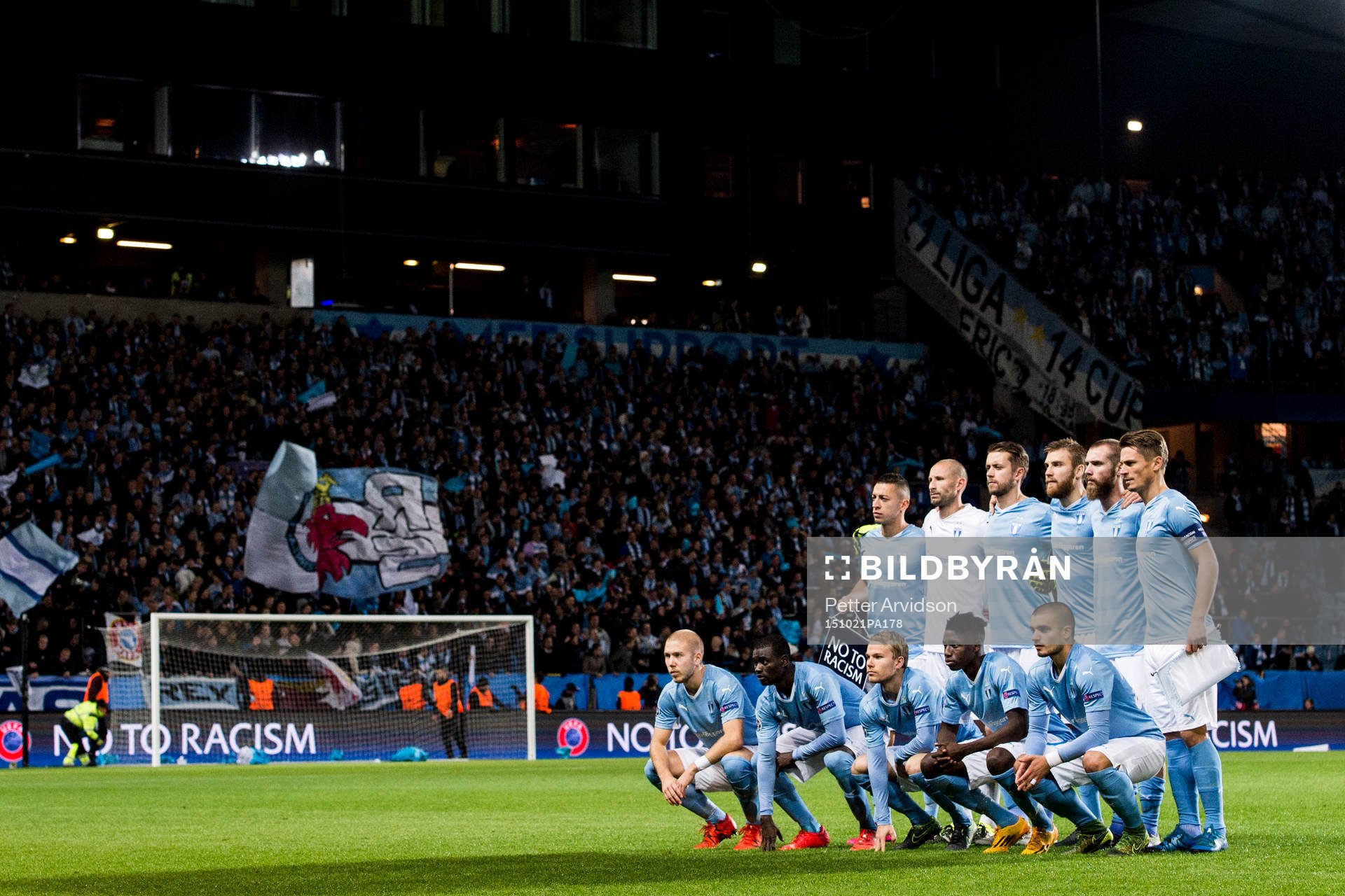 Malmö FFs startelva ställer upp för en lagbild