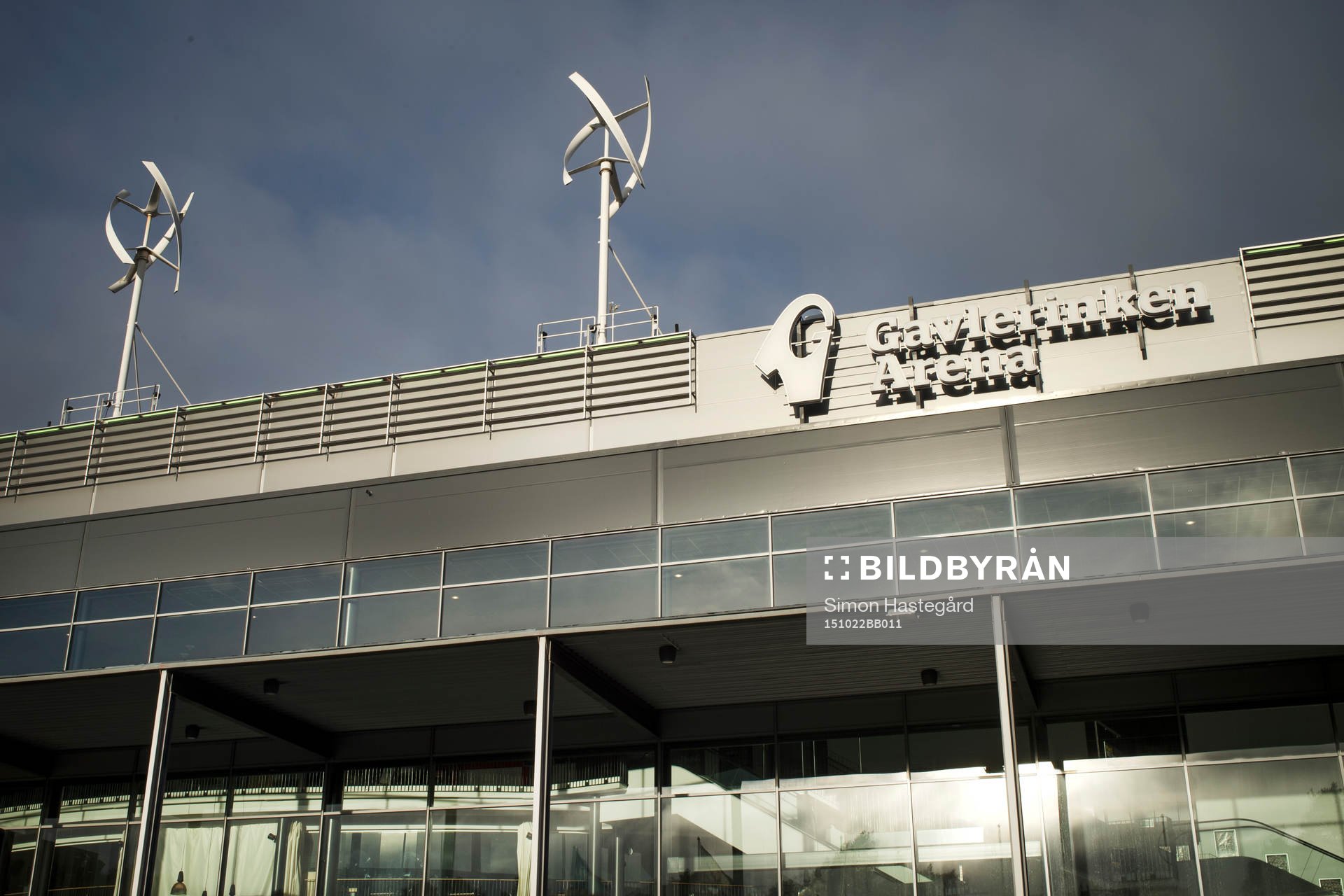 Exteriörbild på Gavlerinken Arena före ishockeymatchen i