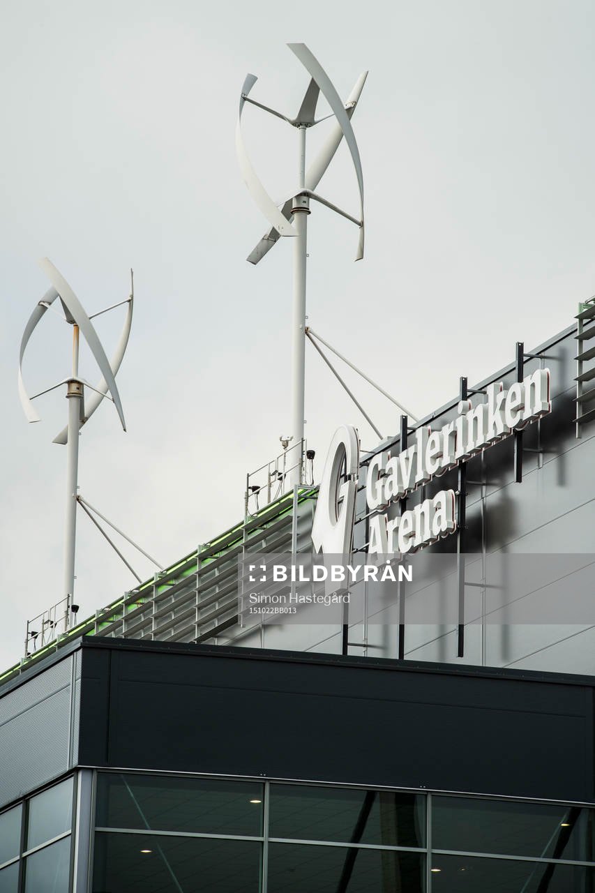 Exteriörbild på Gavlerinken Arena före ishockeymatchen i