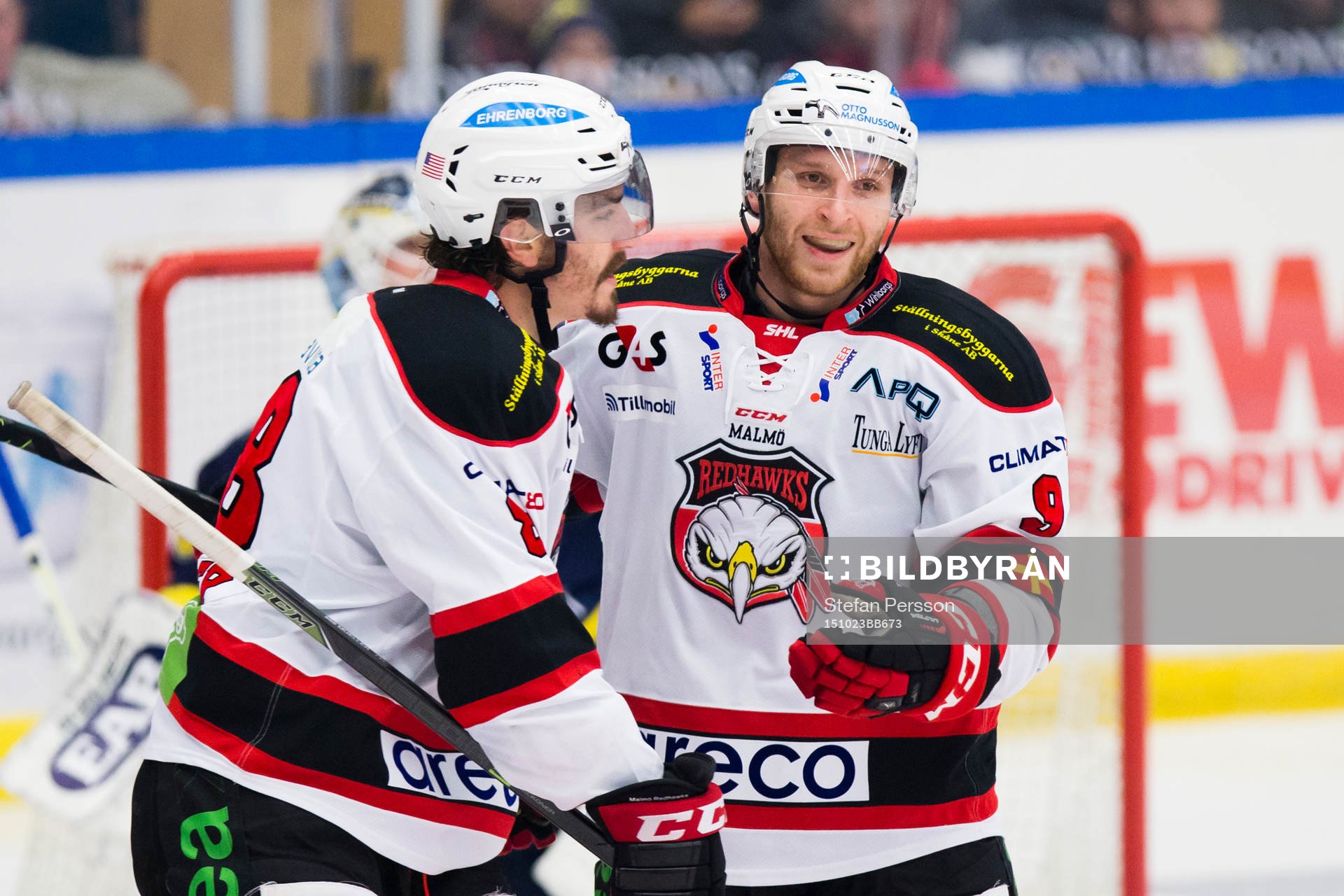 Malmö Redhawks Peter Mueller och Frederik Storm jublar