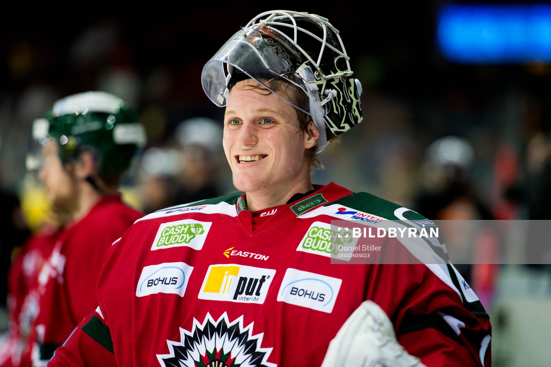 Frölundas målvakt Lars Johansson innan ishockeymatchen i