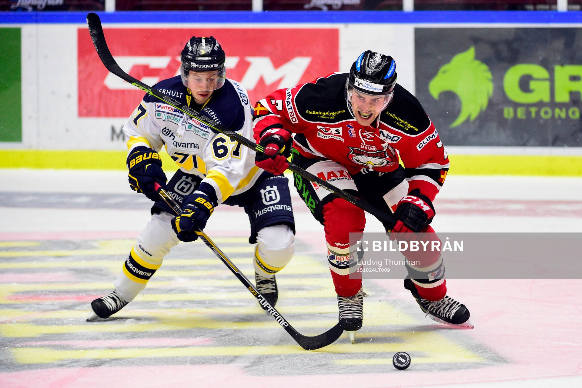 s Christoffer Törngren och Malmö Redhawks Nils Andersson