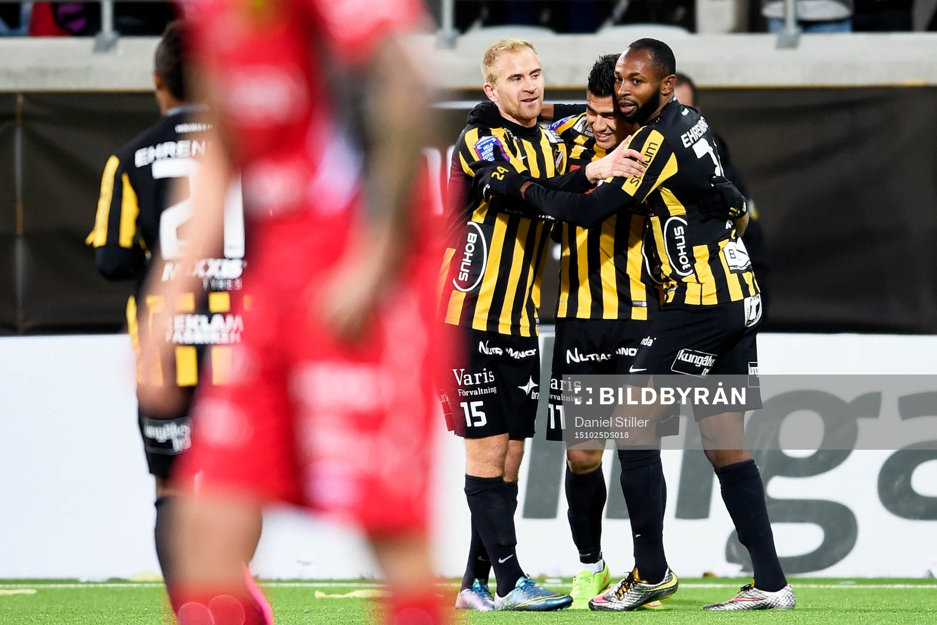 Häckens Paulo de Oliveira jublar efter 5-1 under fotbollsmatchen i Allsvenskan mellan Häcken och Elfsborg den 25 oktober 2015 i Göteborg.