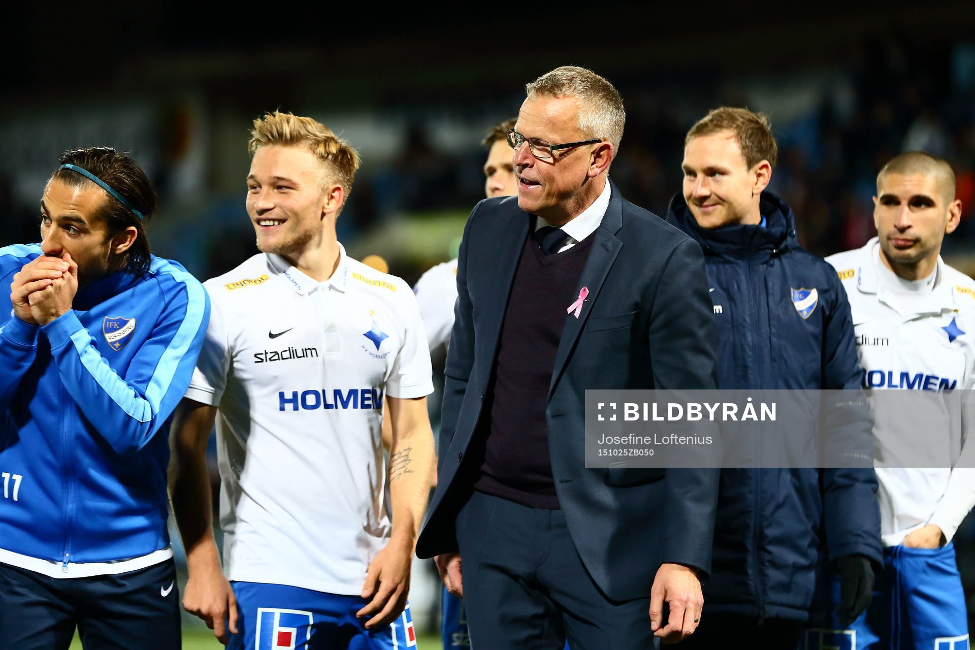 Norrköpings tränare Jan Anderssonmed bland andra Nicklas