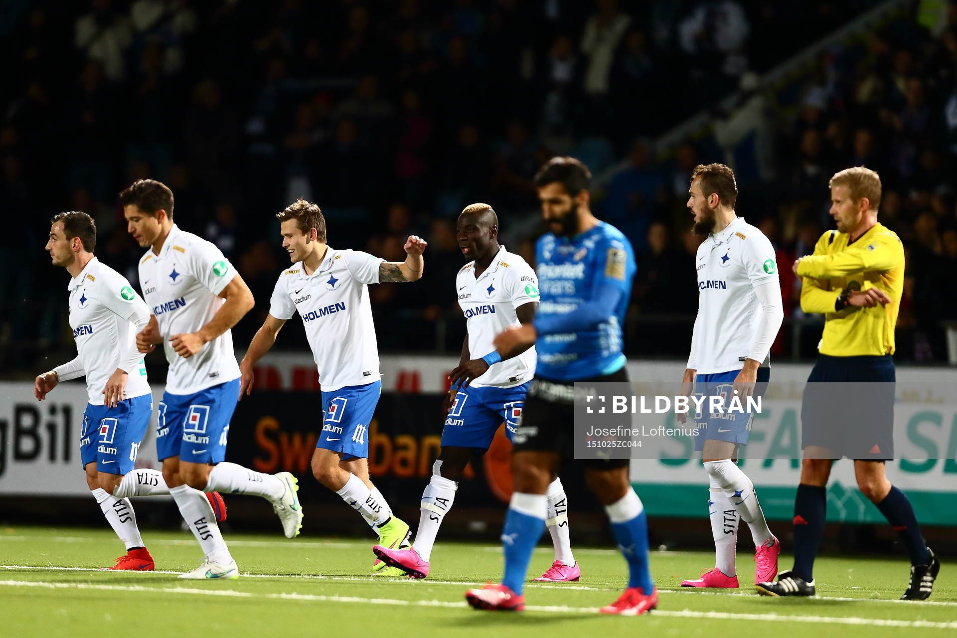 Norrköping firar Alhaji Kamaras 3-0-mål