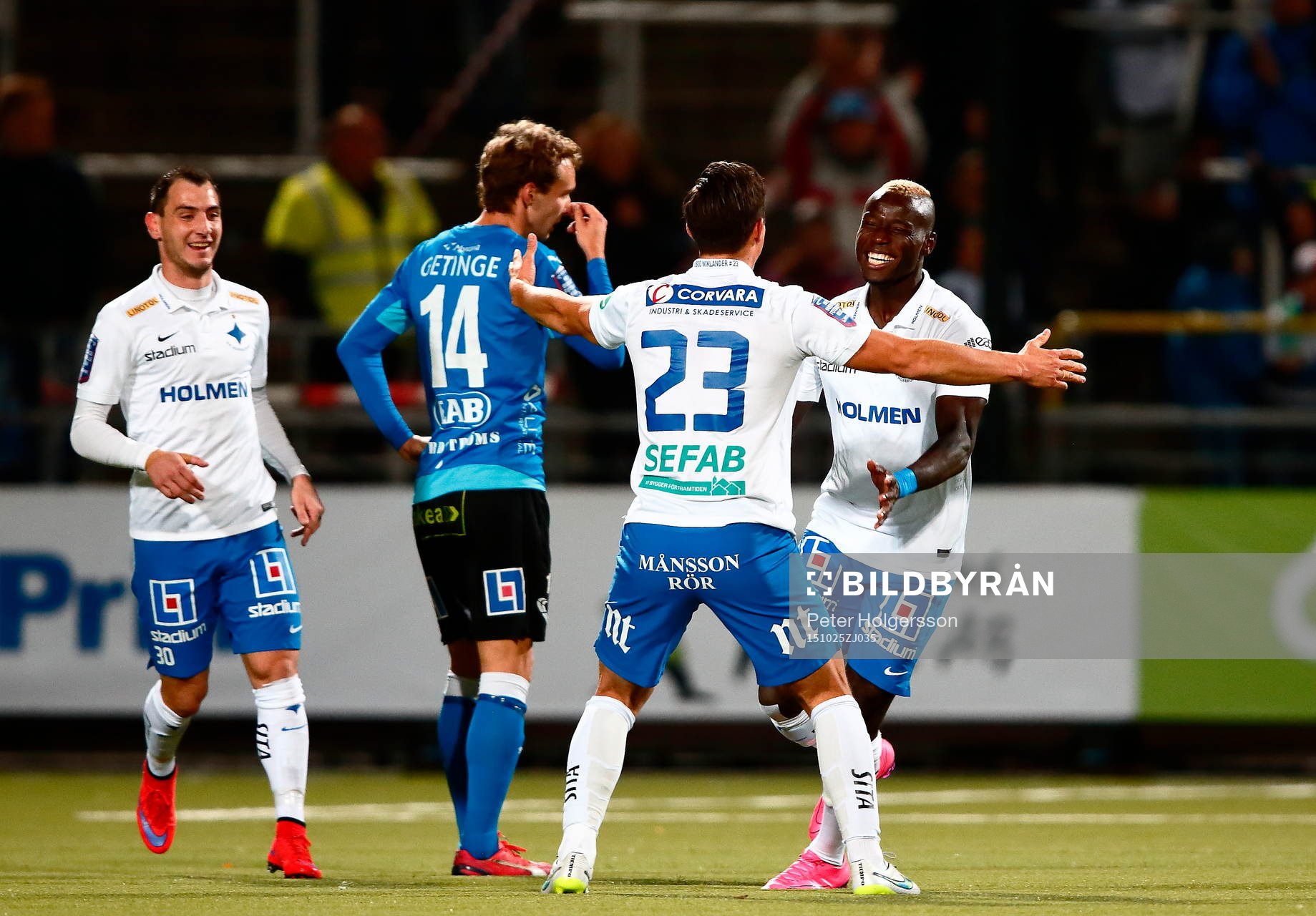 Norrköpings Nikola Tkalcic, David Boo Wiklander och Alhaji