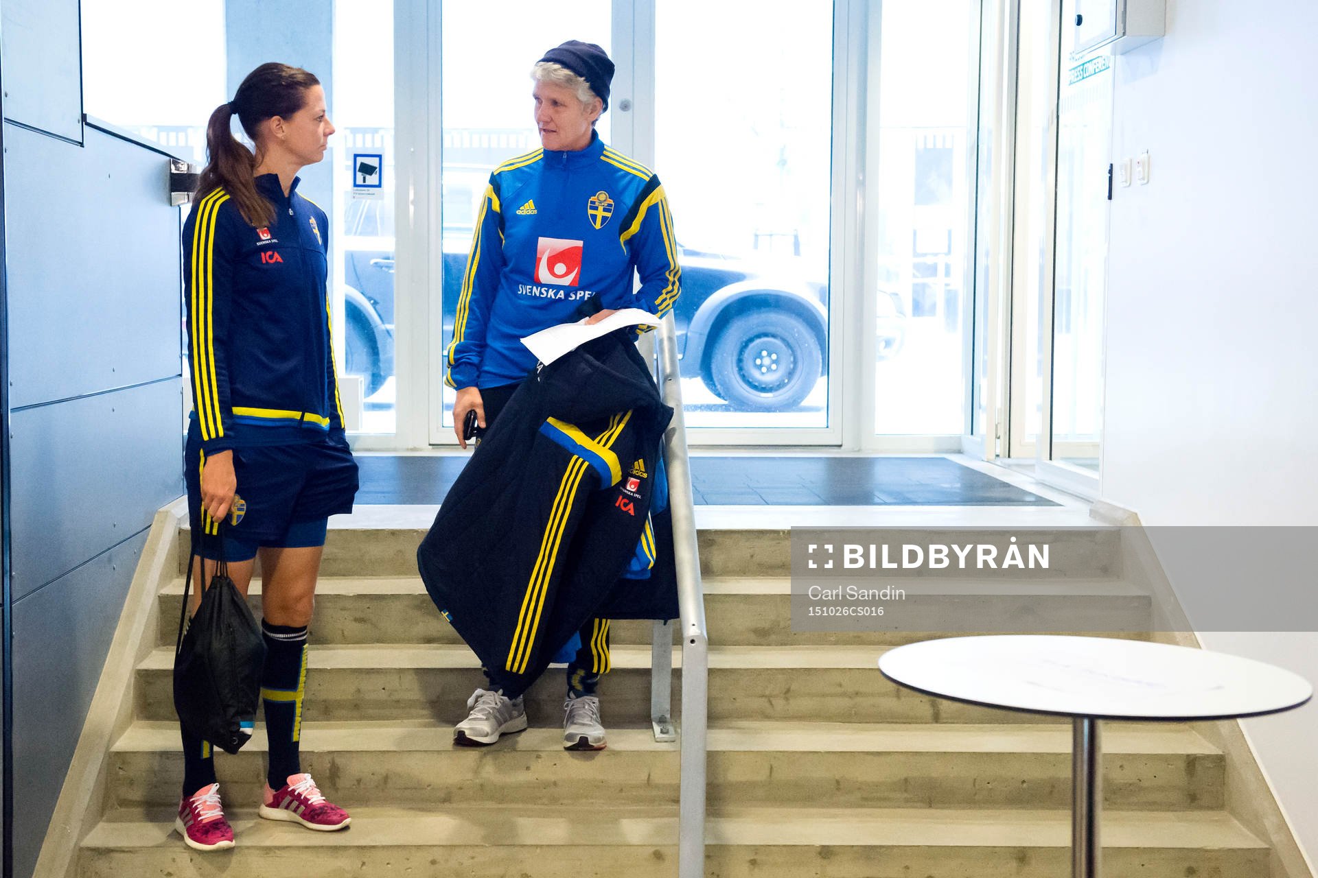 Sveriges Lotta Schelin och förbundskapten Pia Sundhage