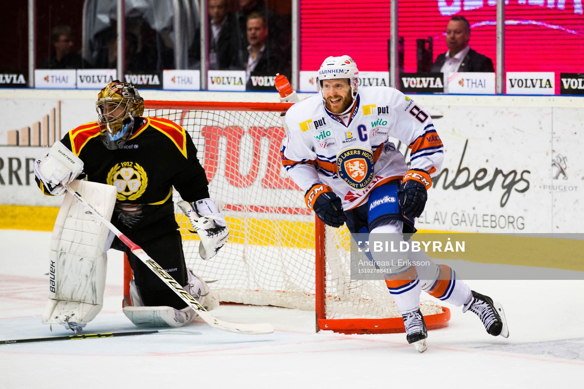 Brynäs målvakt Bernhard Starkbaum och Växjös Liam Reddox