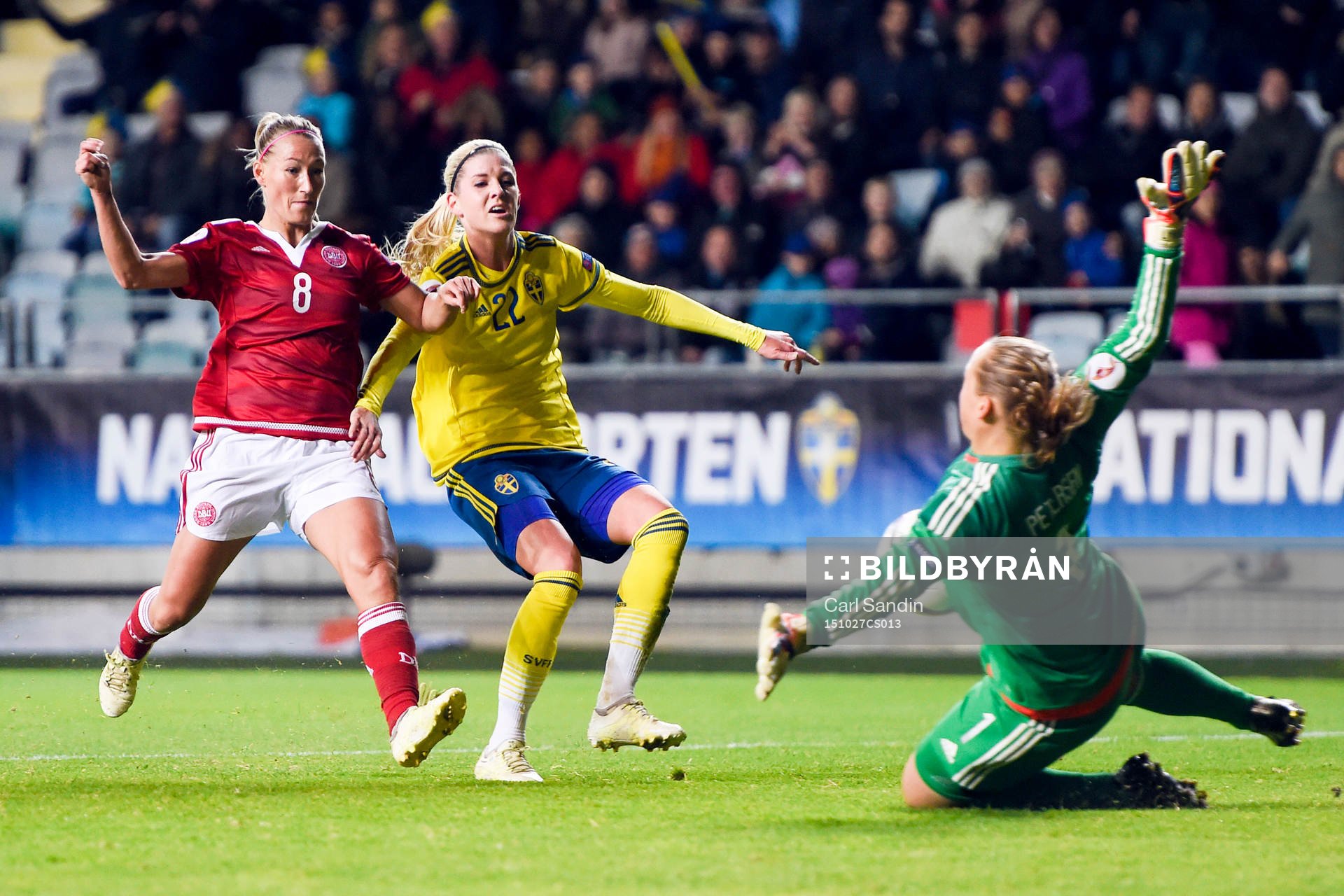 Danmarks Theresa Nielsen och målvakt Stina Lykke Petersen
