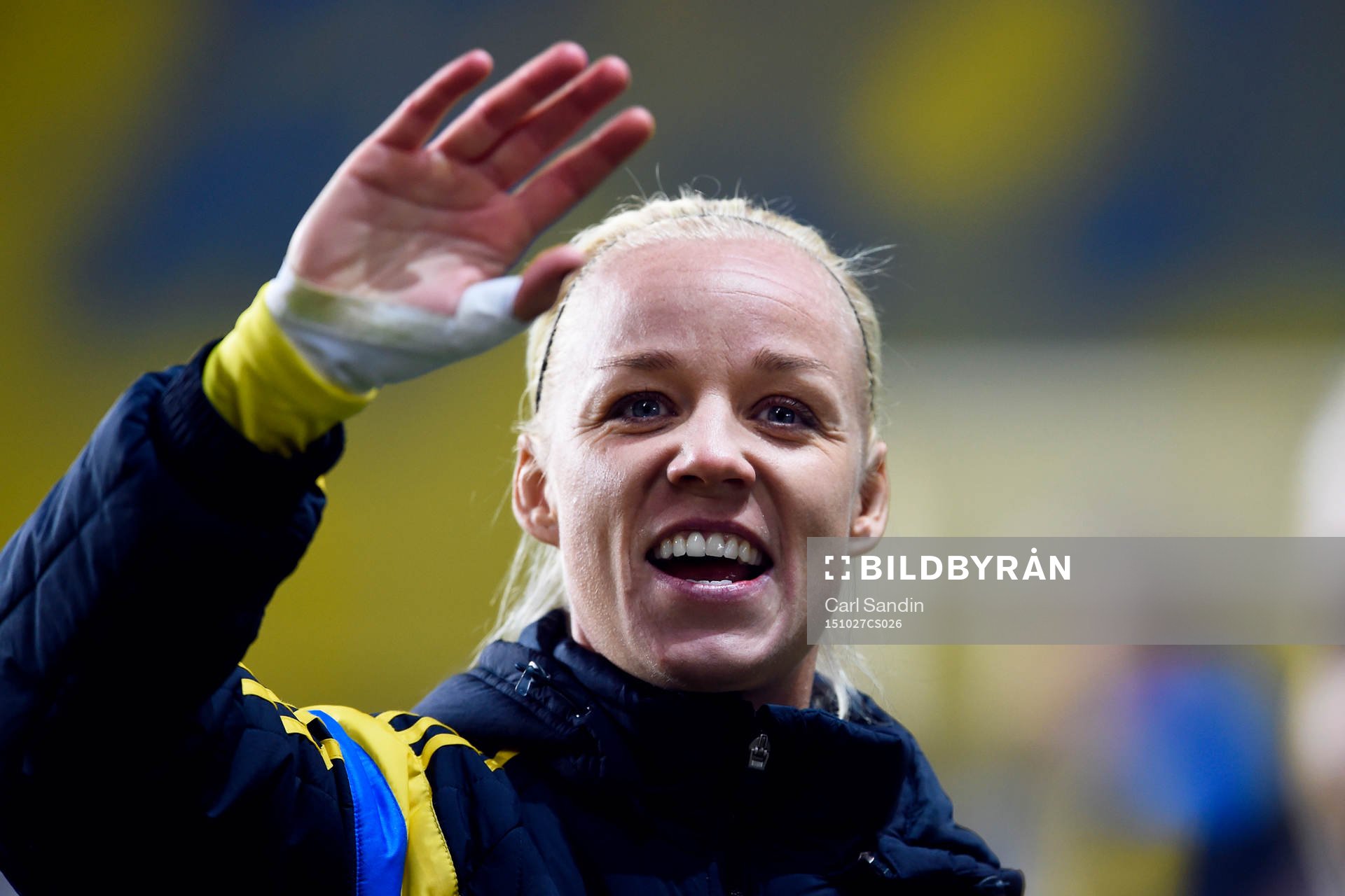 Sveriges Caroline Seger jublar efter EM-kvalmatchen i fotboll mellan Sverige och Danmark den 27 oktober 2015 i Göteborg.