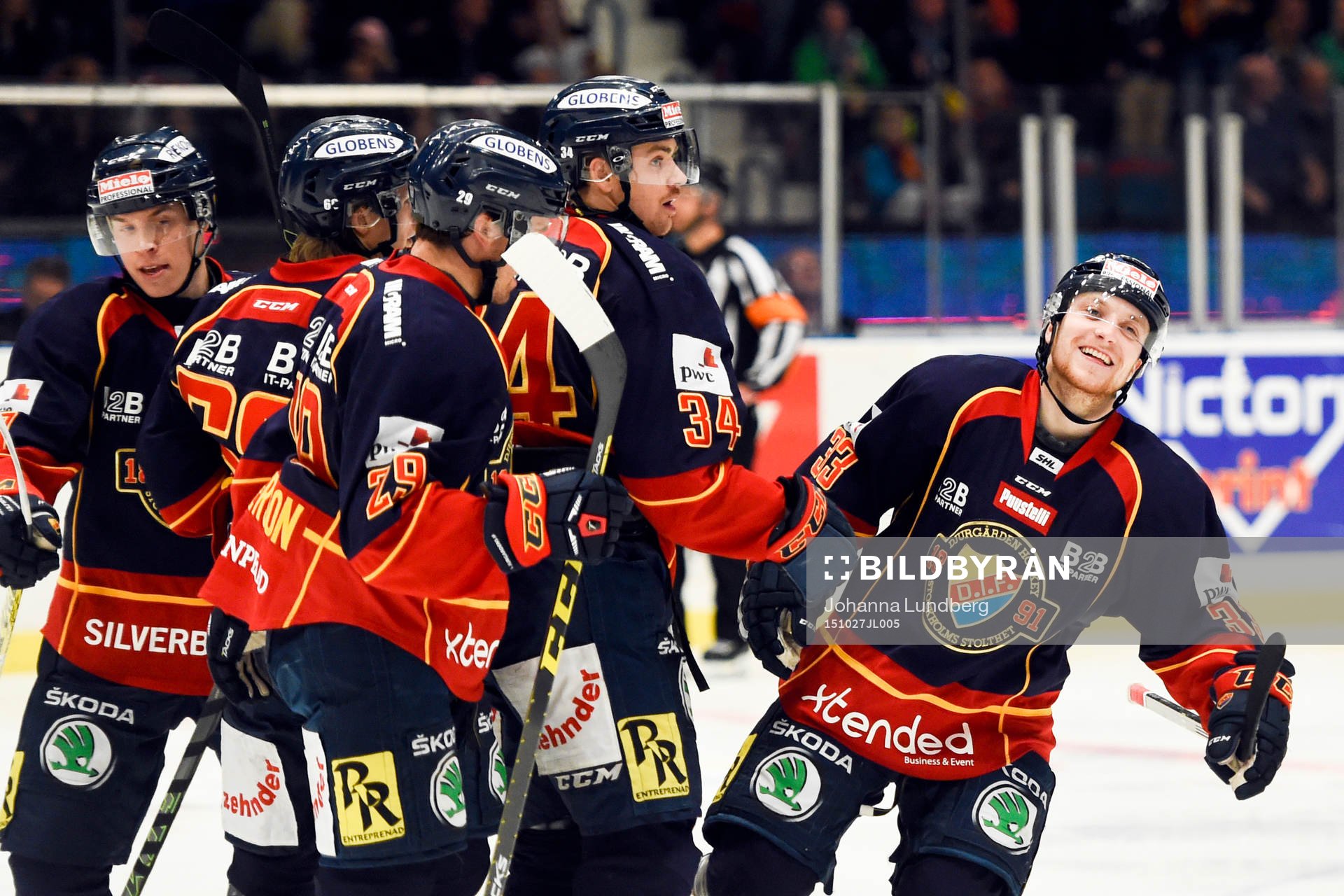 Djurgårdens Linus Hultström jublar