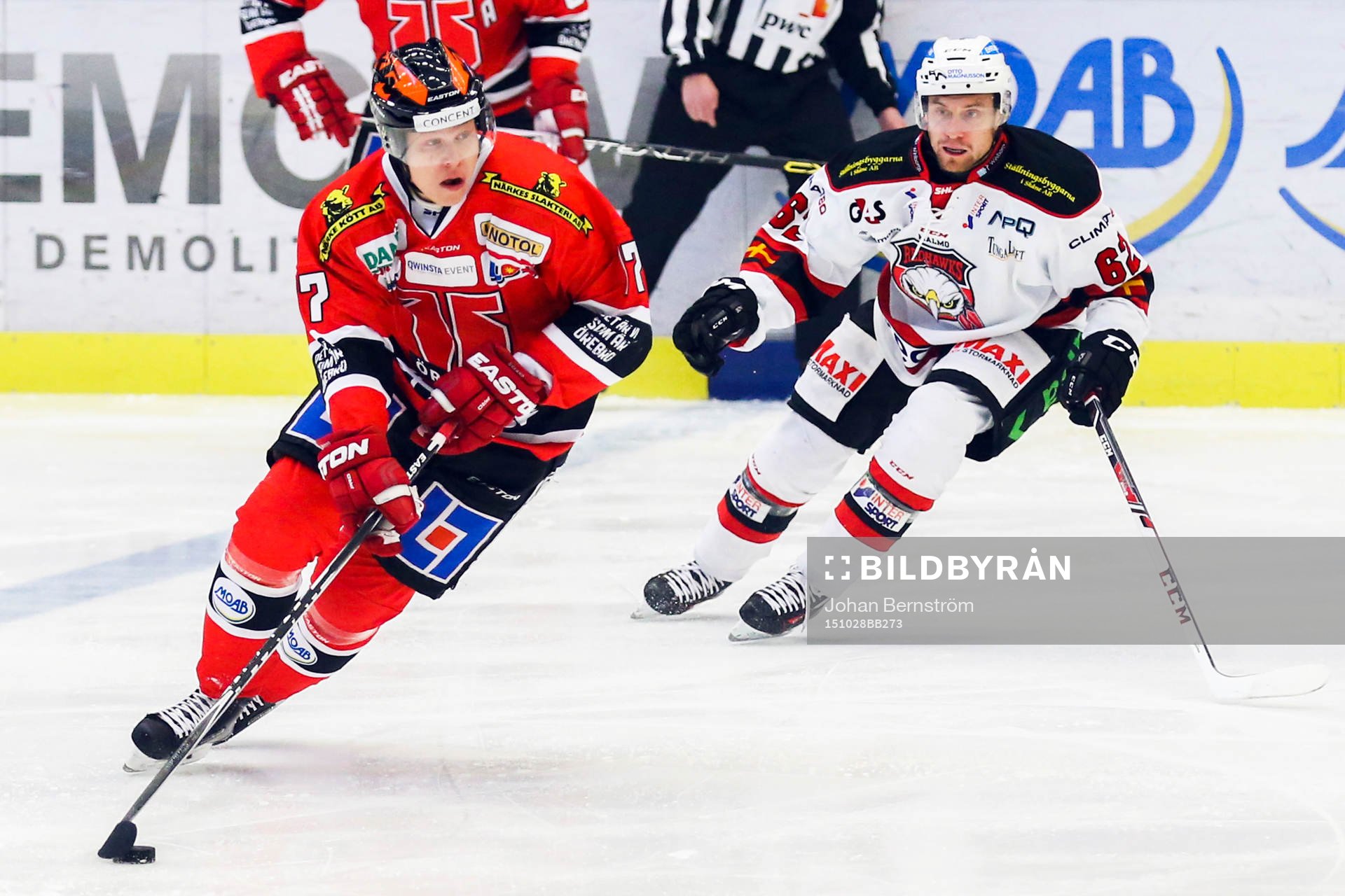 Örebros Daniel Viksten och Malmö Redhawks Jens Jakobs