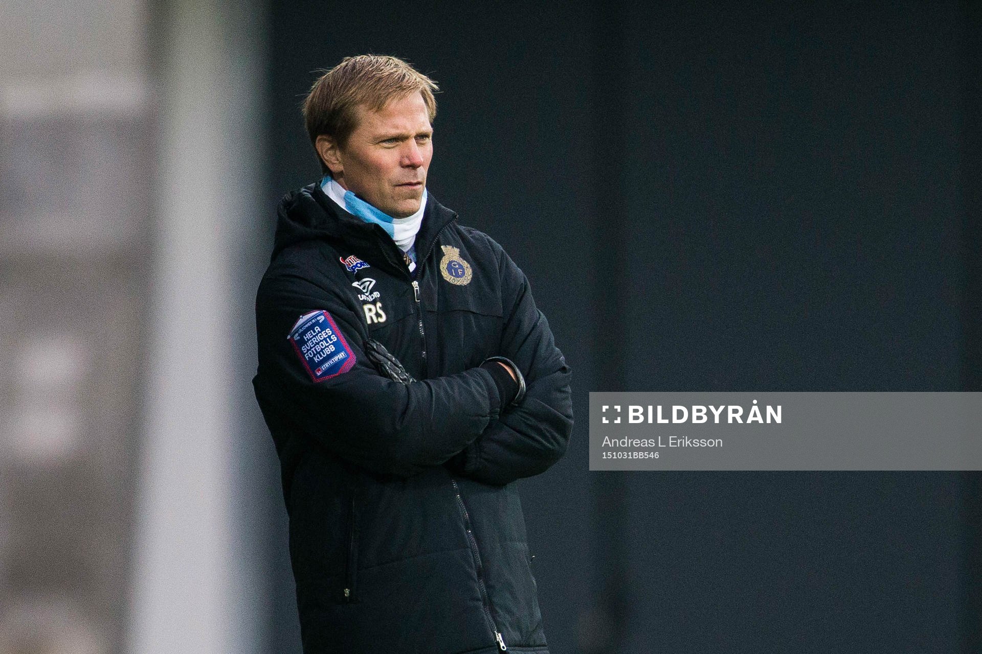 Gefles tränare Roger Sandberg under fotbollsmatchen i Allsvenskan mellan Gefle och Åtvidaberg den 31 oktober 2015 i Gävle. 