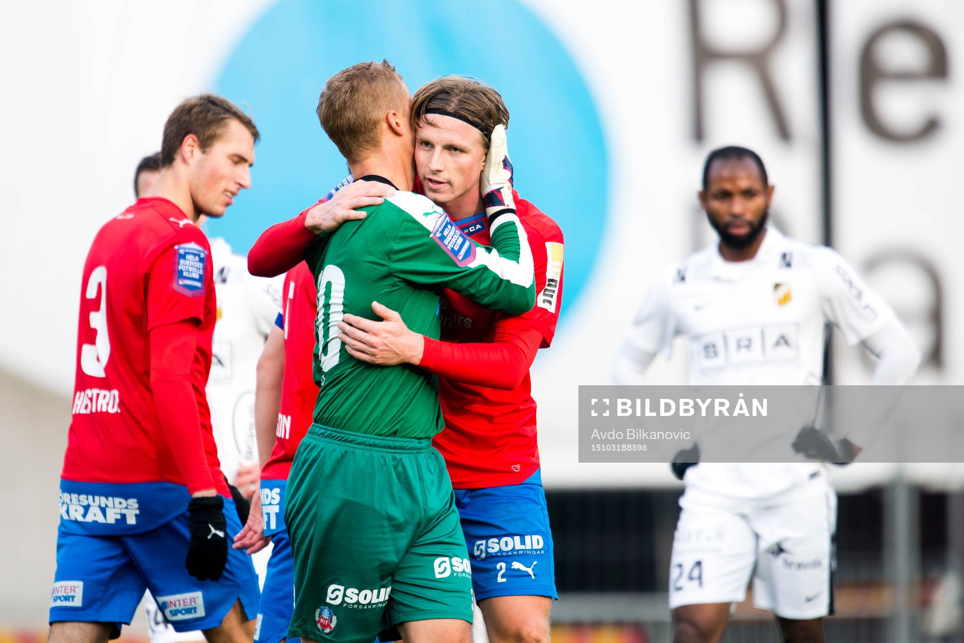 Helsingborgs målvakt Pär Hansson och Carl Johansson