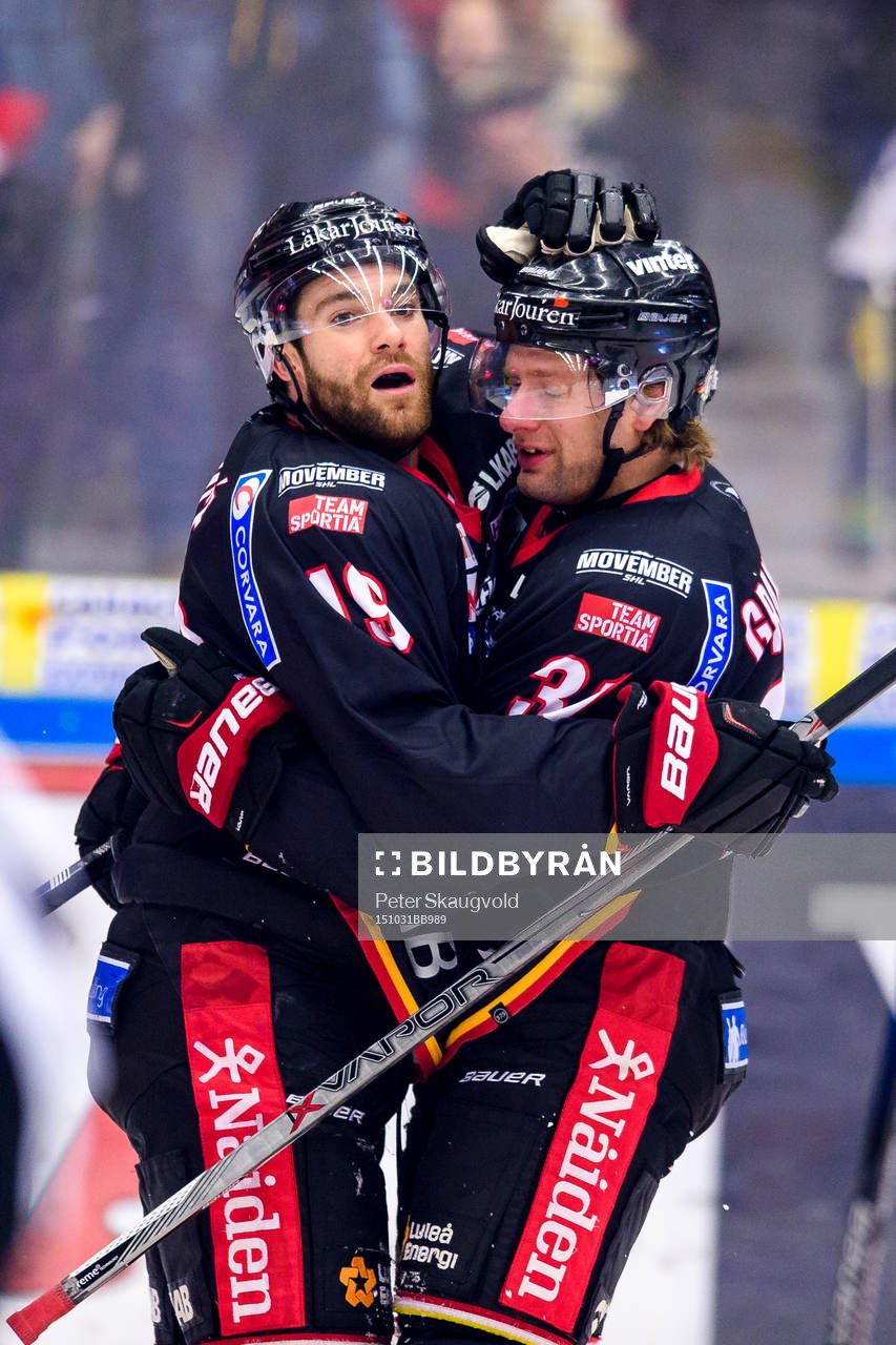 Luleås Jacob Lagacé(v) och Jonathan Granström(h) jublar
