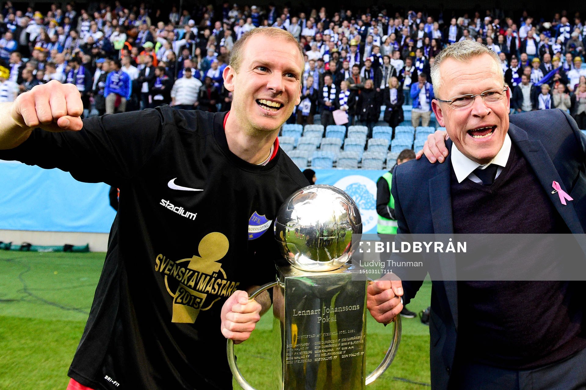 Norrköpings Andreas Johansson och tränare Jan Andersson