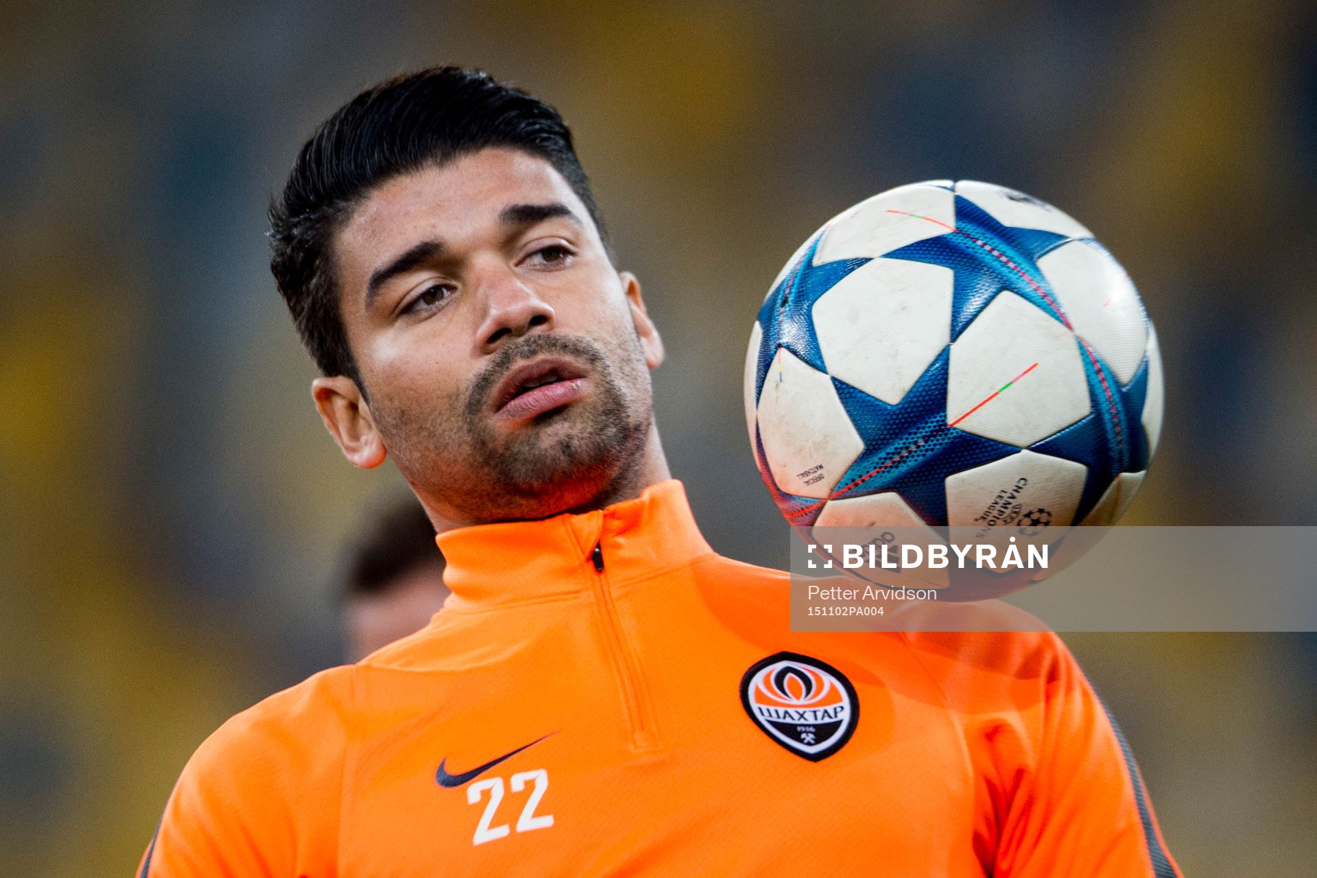 Shakhtar Donetsks Eduardo under en träning inför fotbollsmatchen i Champions League den 2 november 2015 i Lviv.