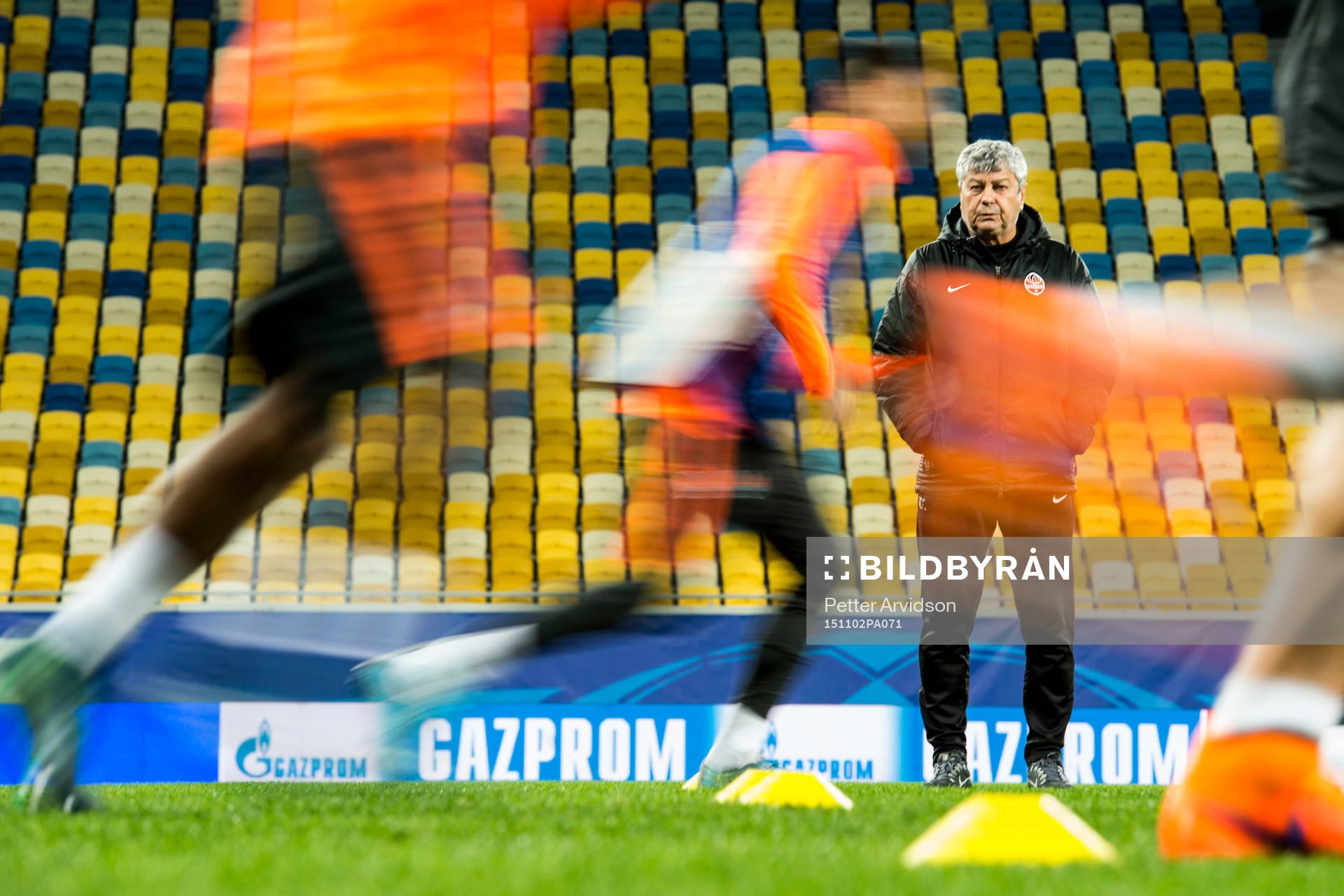 Shakhtar Donetsk tränare Mircea Lucescu under en träning inför fotbollsmatchen i Champions League den 2 november 2015 i Lviv.
