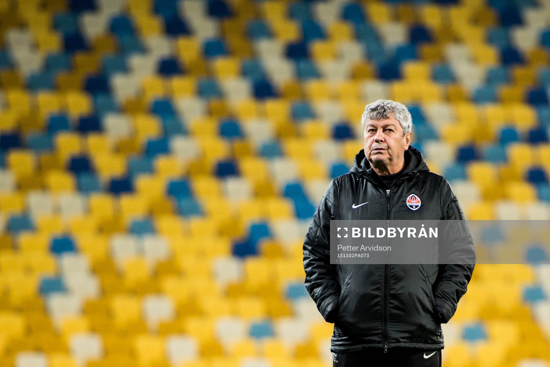 Shakhtar Donetsk tränare Mircea Lucescu under en träning inför fotbollsmatchen i Champions League den 2 november 2015 i Lviv.