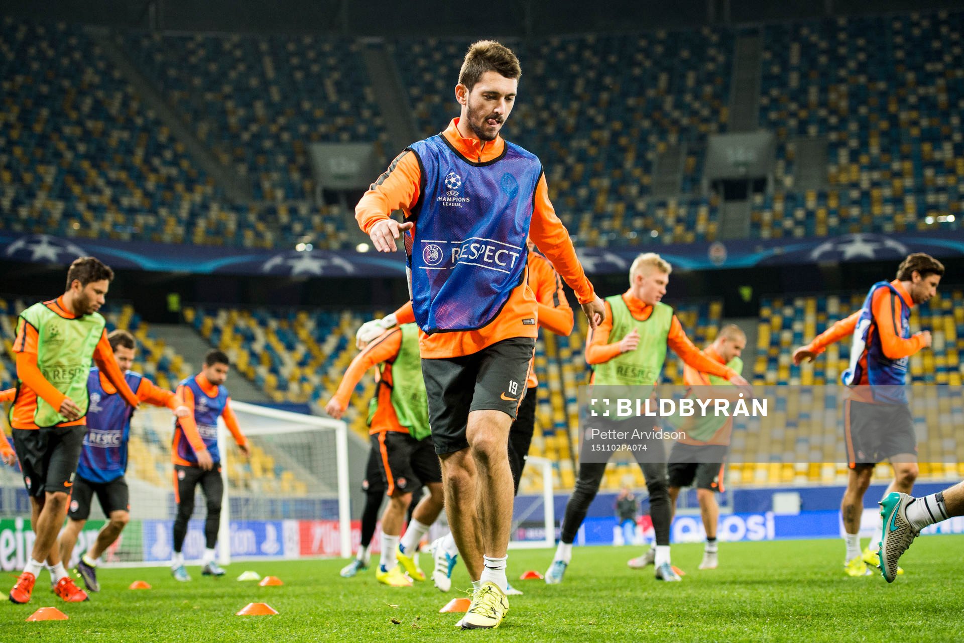 Shakhtar Donetsks Facundo Ferreyra under en träning inför fotbollsmatchen i Champions League den 2 november 2015 i Lviv.