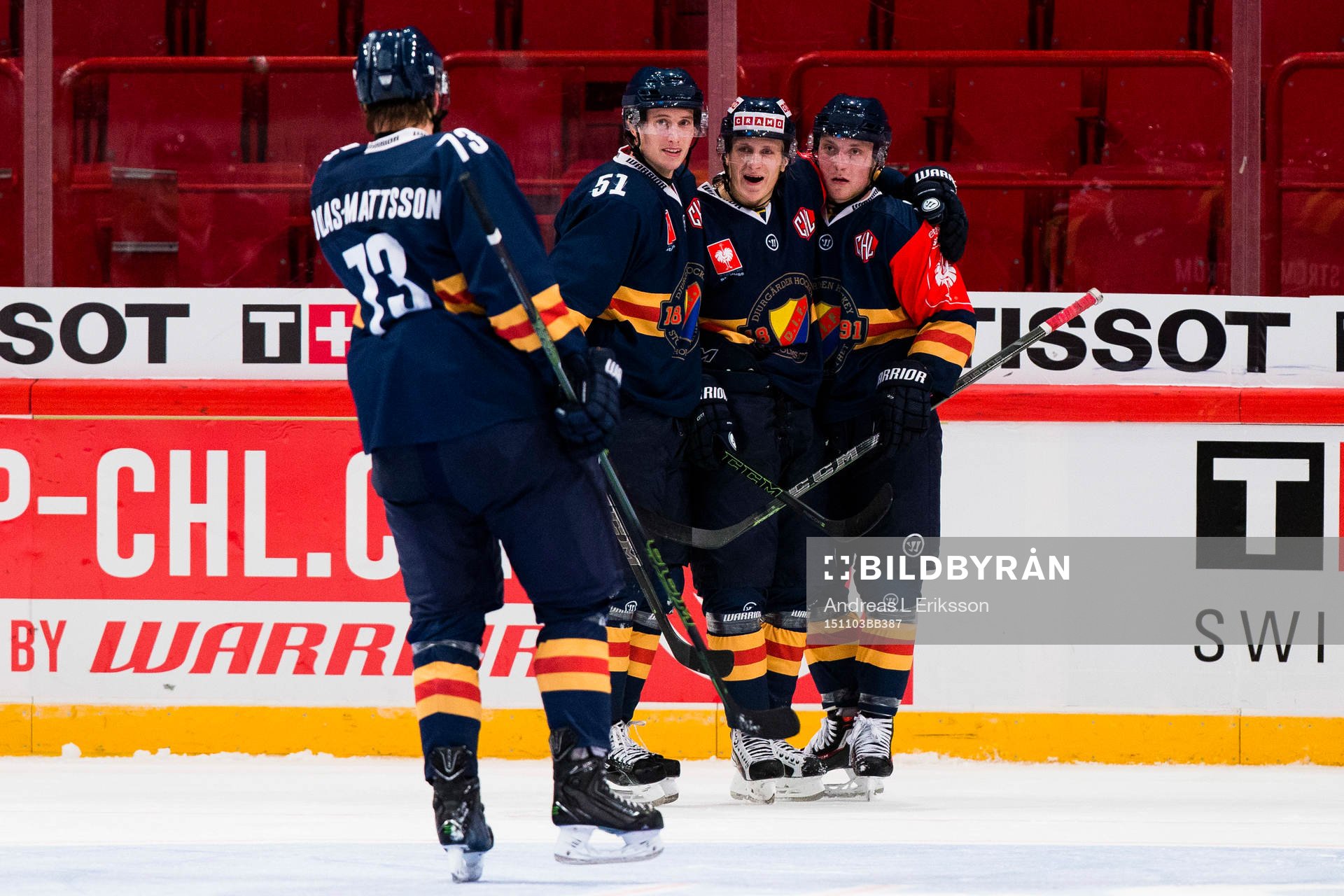 Djurgårdens Linus Hultström (h) jublar