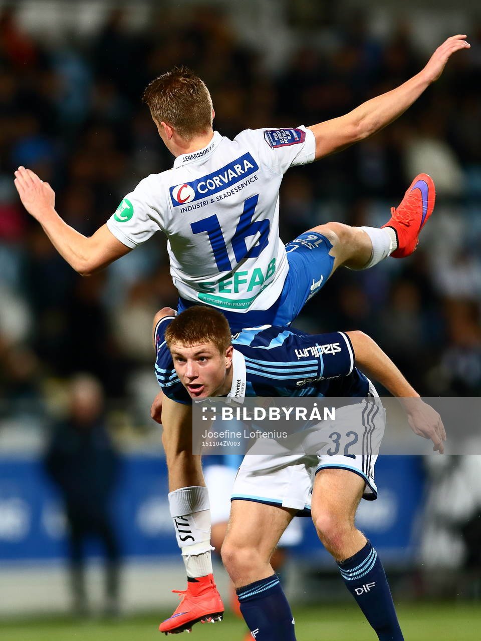 Djurgårdens Michael Jahn och Norrköpings Joel Enarsson