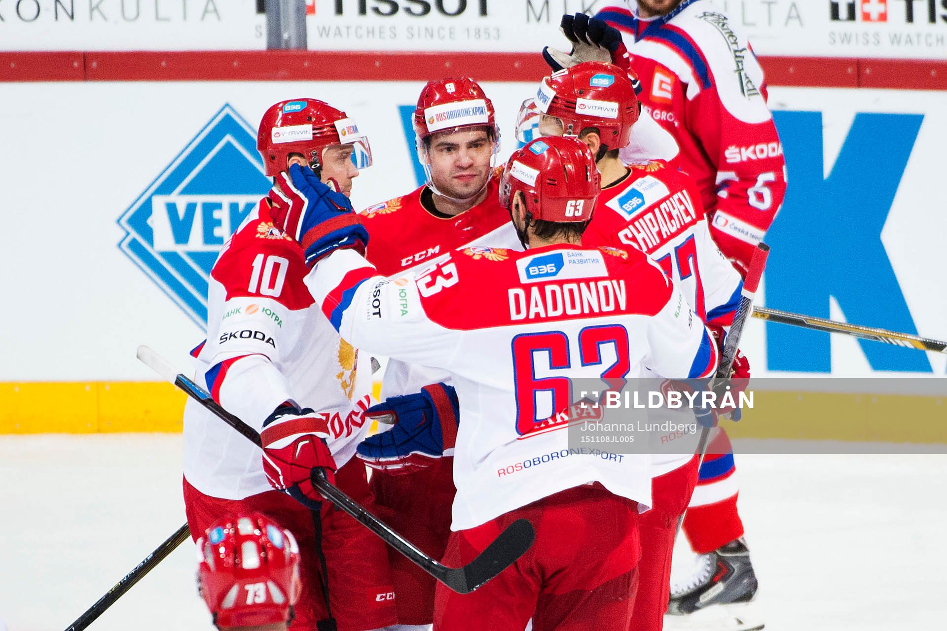 Rysslands spelare jublar