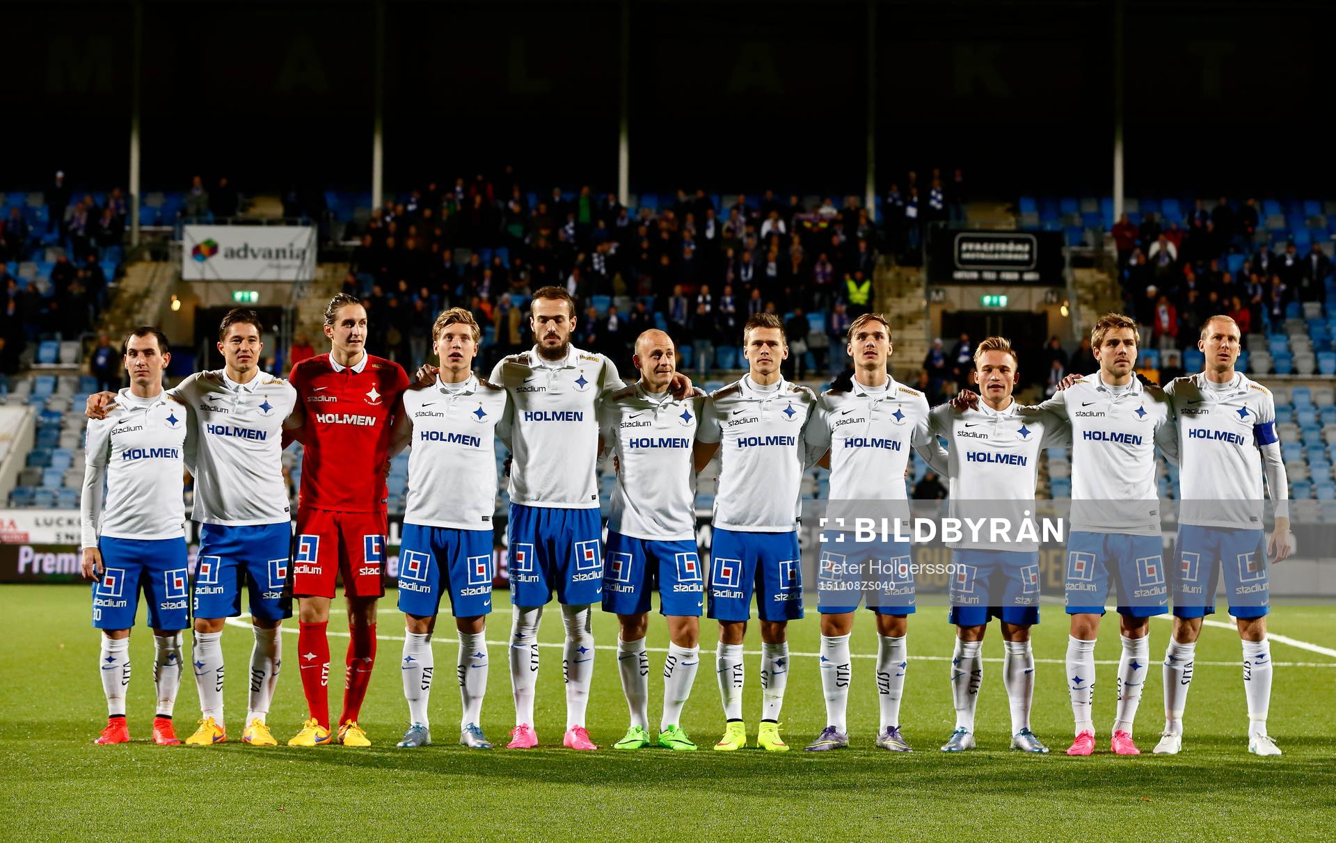 Norrköpings spelare före  fotbollsmatchen i Svenska
