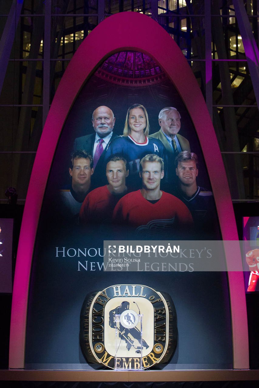 The Ice Hockey Hall of Fame stage at the induction ceremony