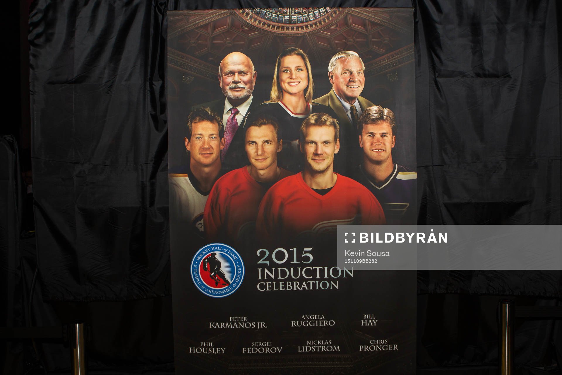 The Ice Hockey Hall of Fame induction poster located at the