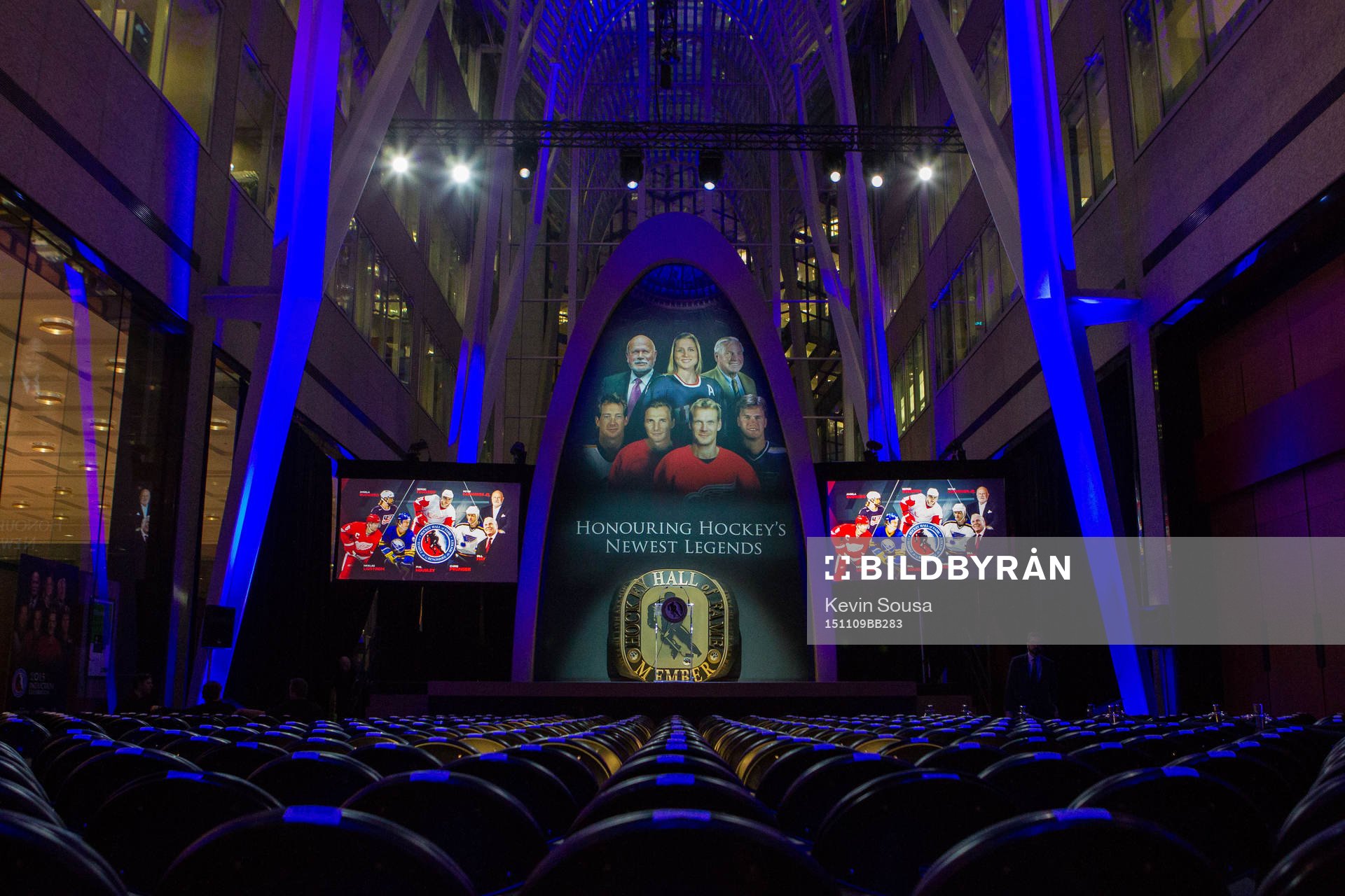 The Ice Hockey Hall of Fame stage at the induction ceremony