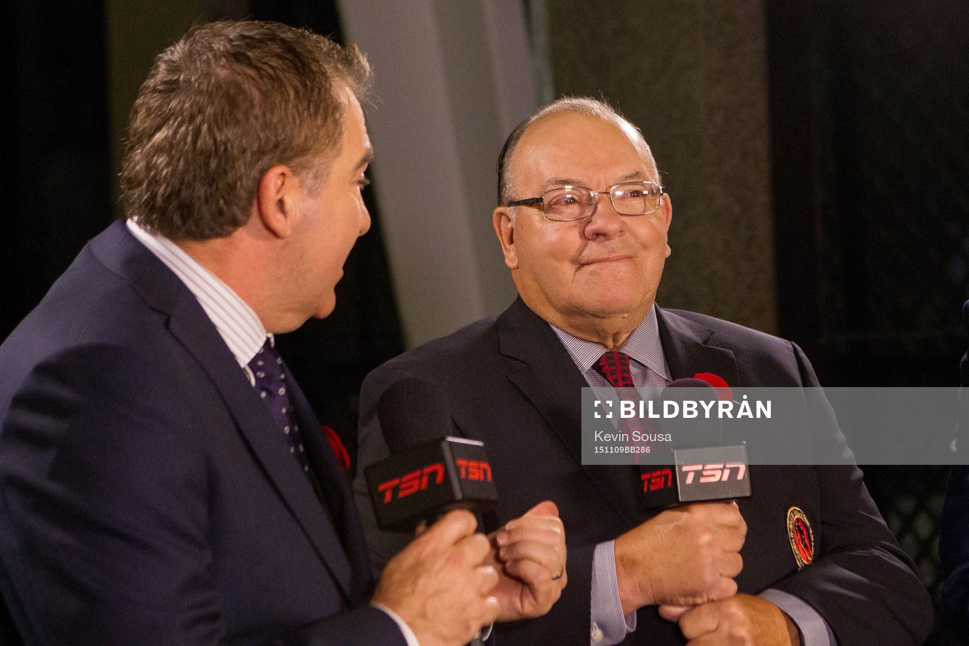 Scotty Bowman being interviewed
