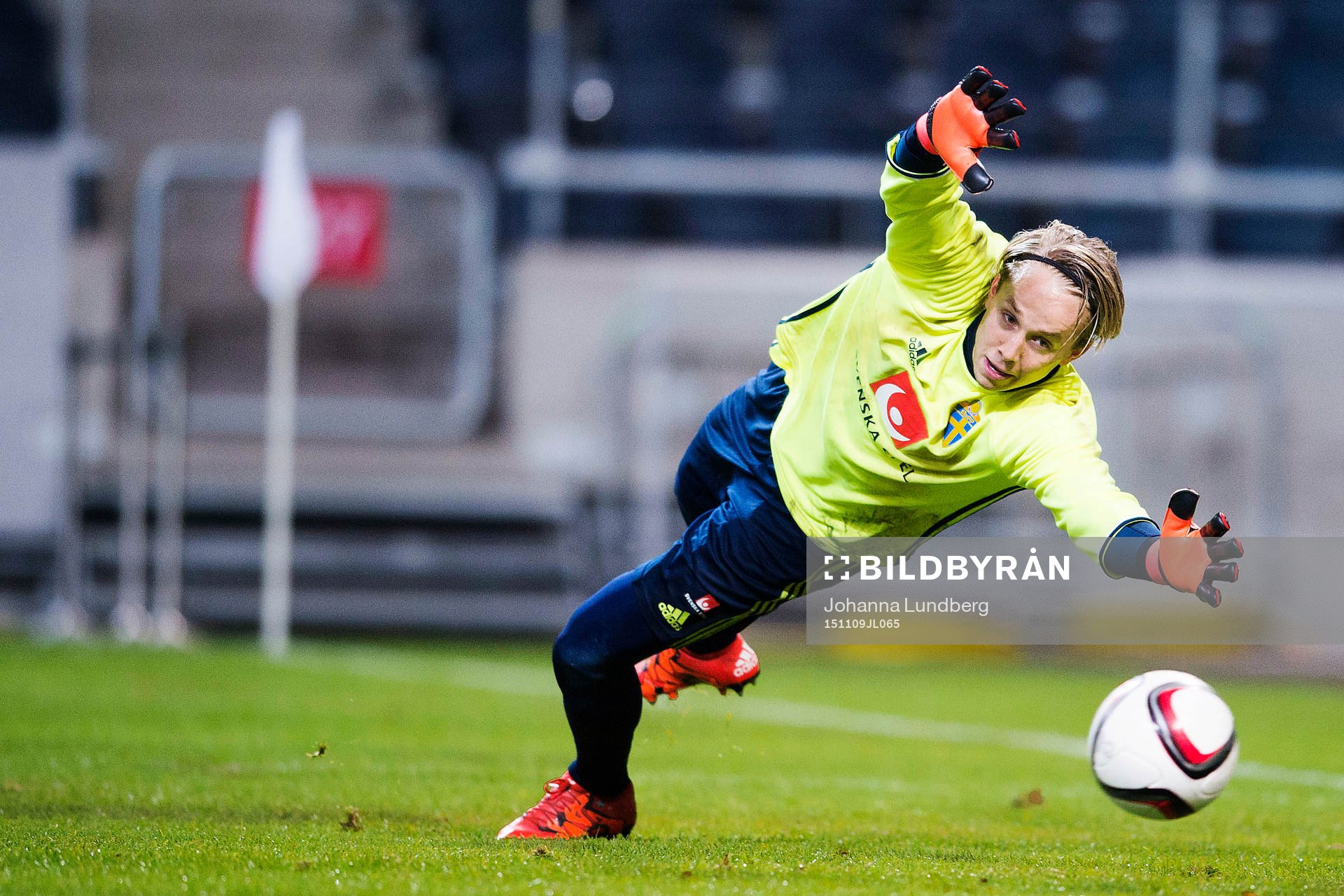 Sveriges Patrik Carlgren under en träning med Sveriges fotbollslandslag den 9 november 2015 i Stockholm