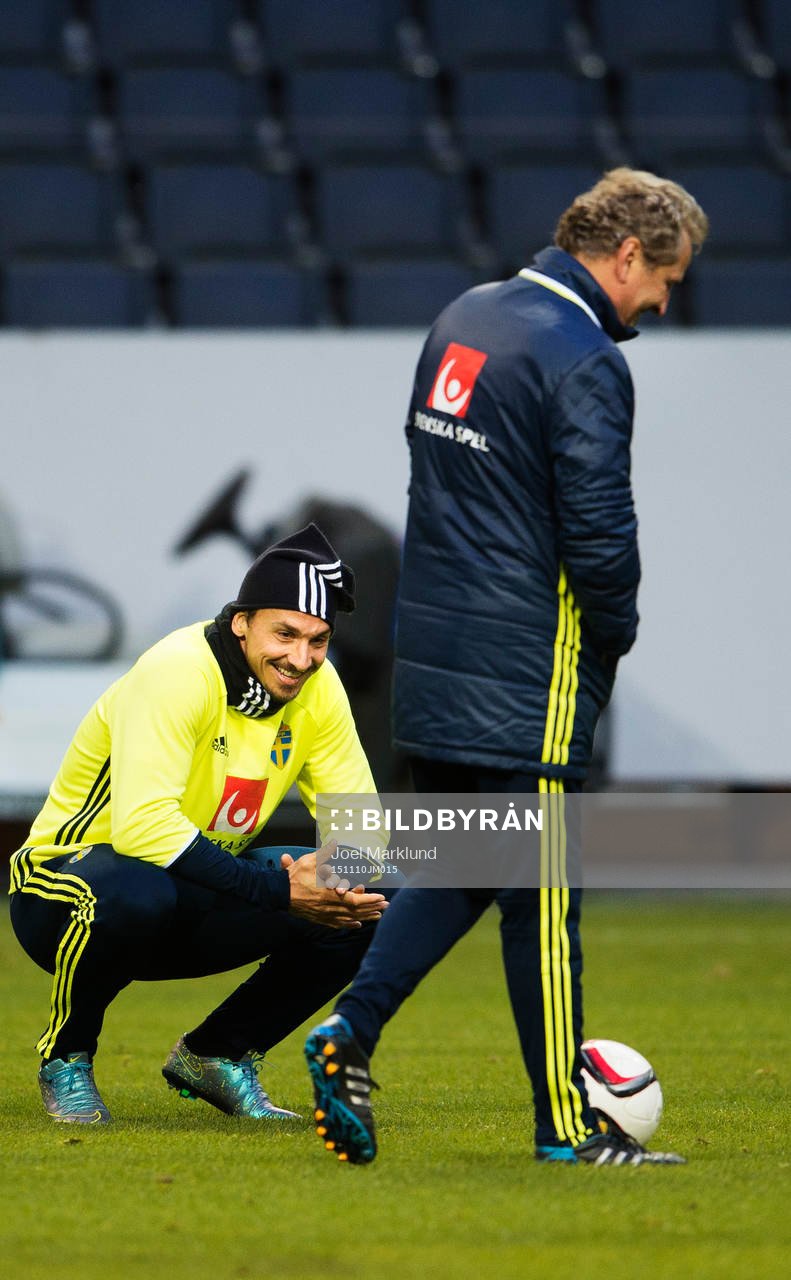 Zlatan Ibrahimovic och förbundskapten Erik Hamrén