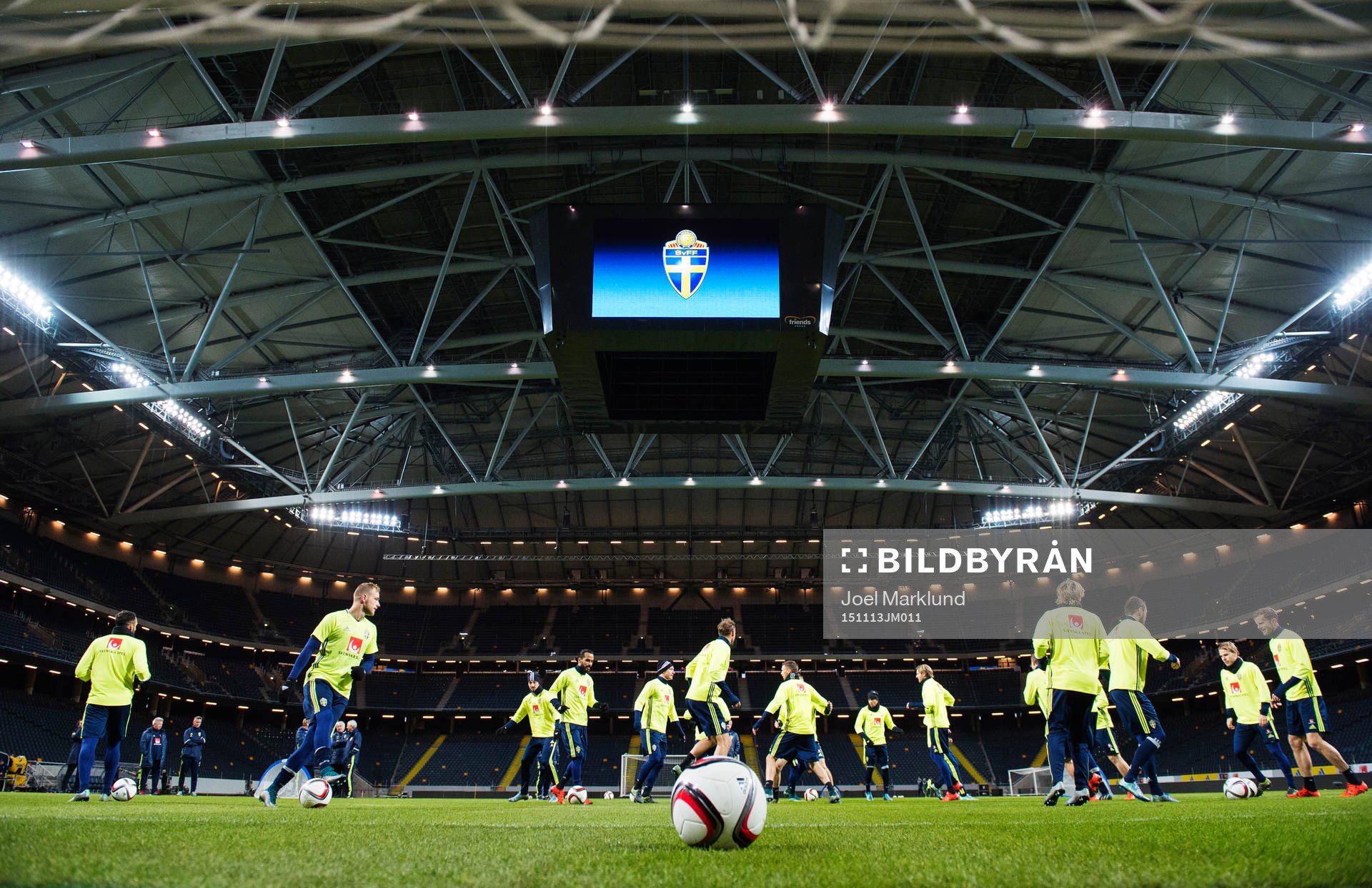 Generell vy över Sveriges fotbollslandslags träning