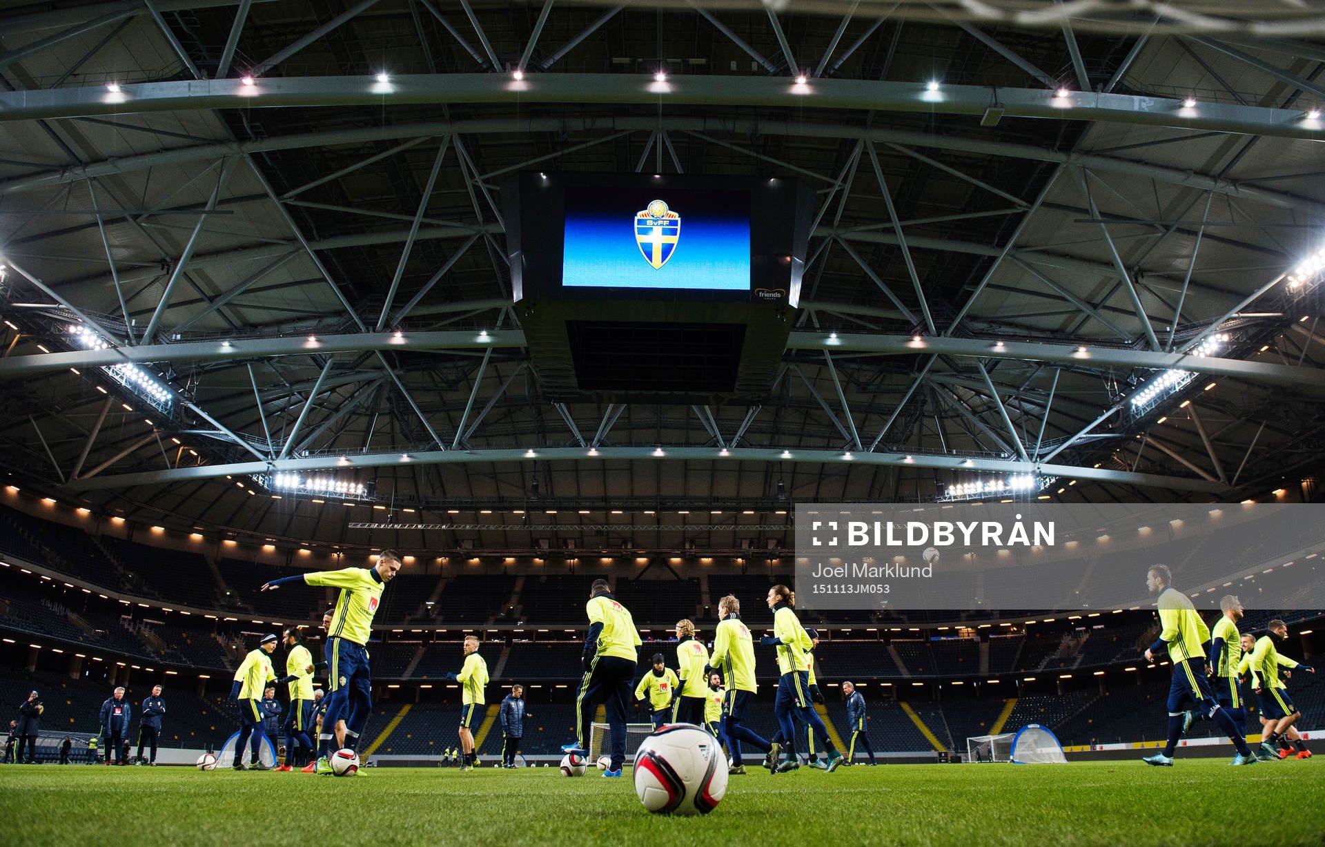 Generell vy över Sveriges fotbollslandslags träning