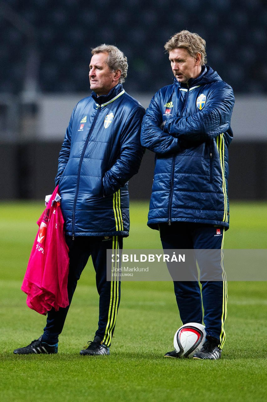 Erik Hamrén, förbundskapten, och Peter Wettergren,