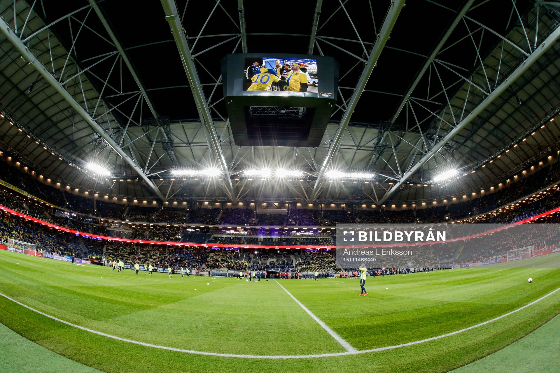 Interiör inne på Friends Arena före fotbollsmatchen i