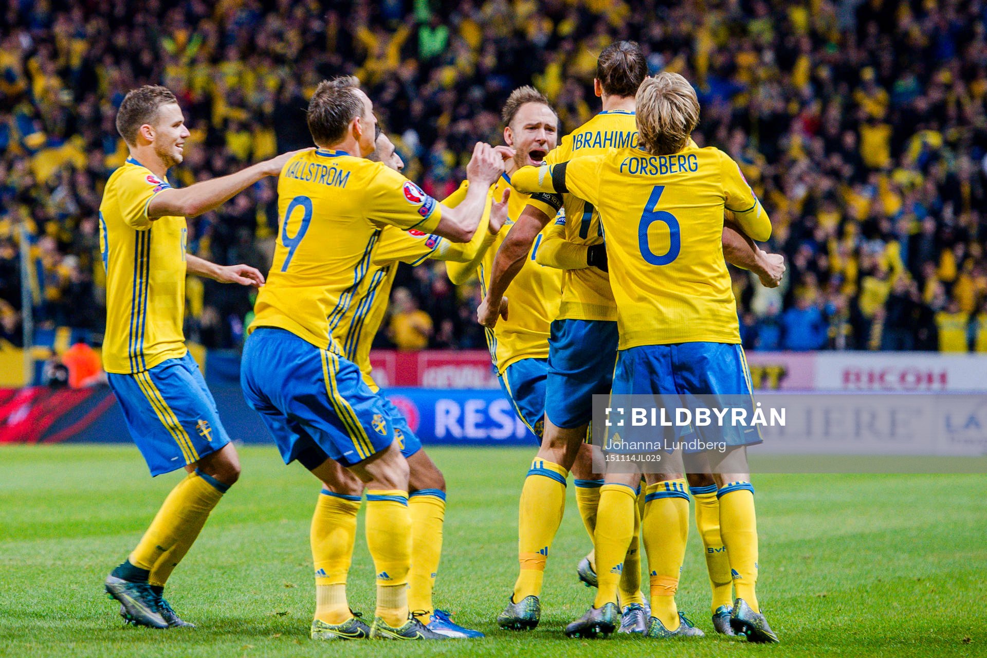 Sveriges spelare jublar