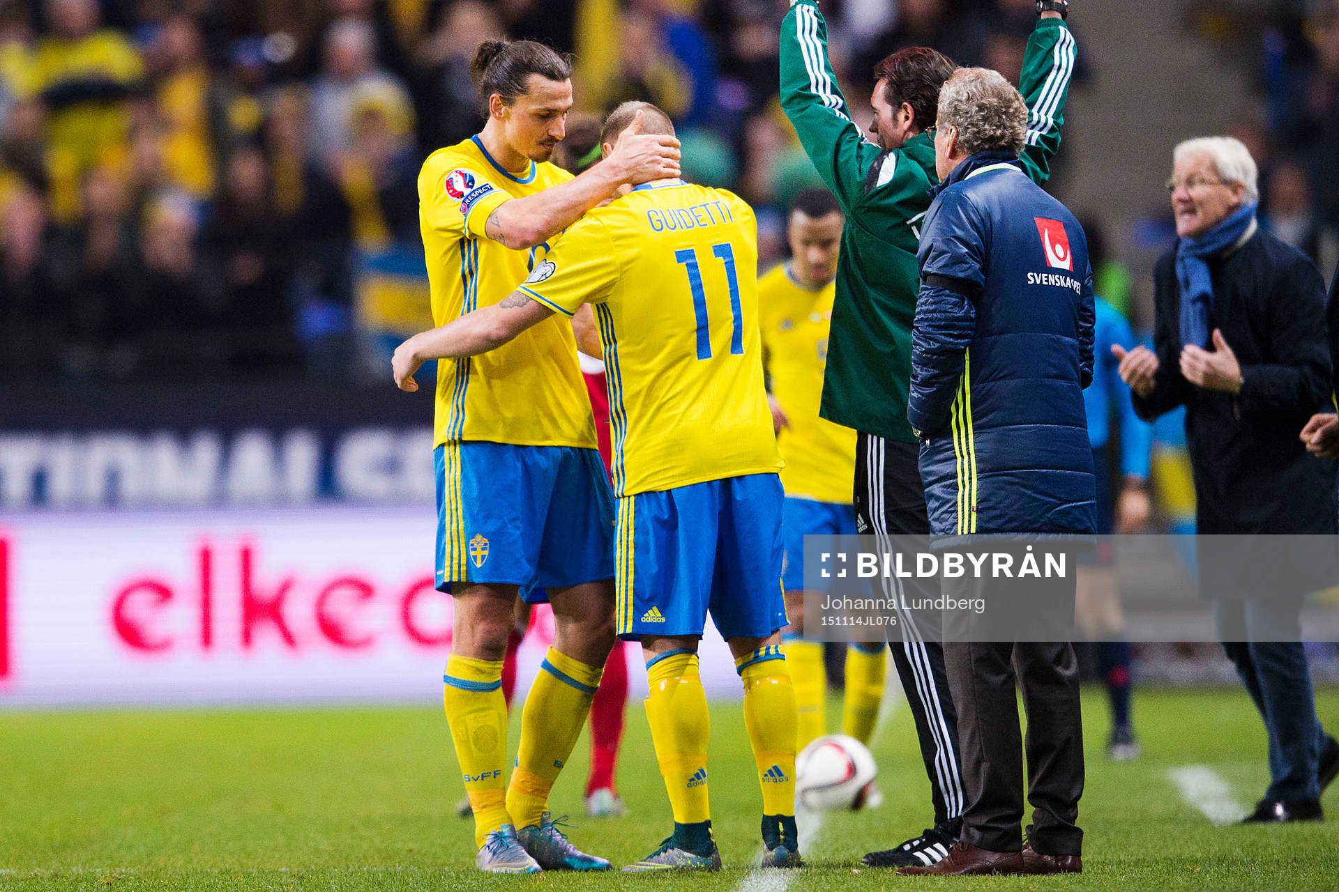 Sveriges Zlatan Ibrahimovic klappar om John Guidetti när