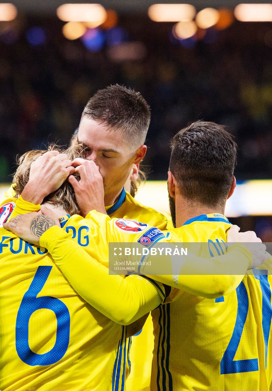 Sveriges Emil Forsberg, Mikael Lustig och Jimmy Durmaz