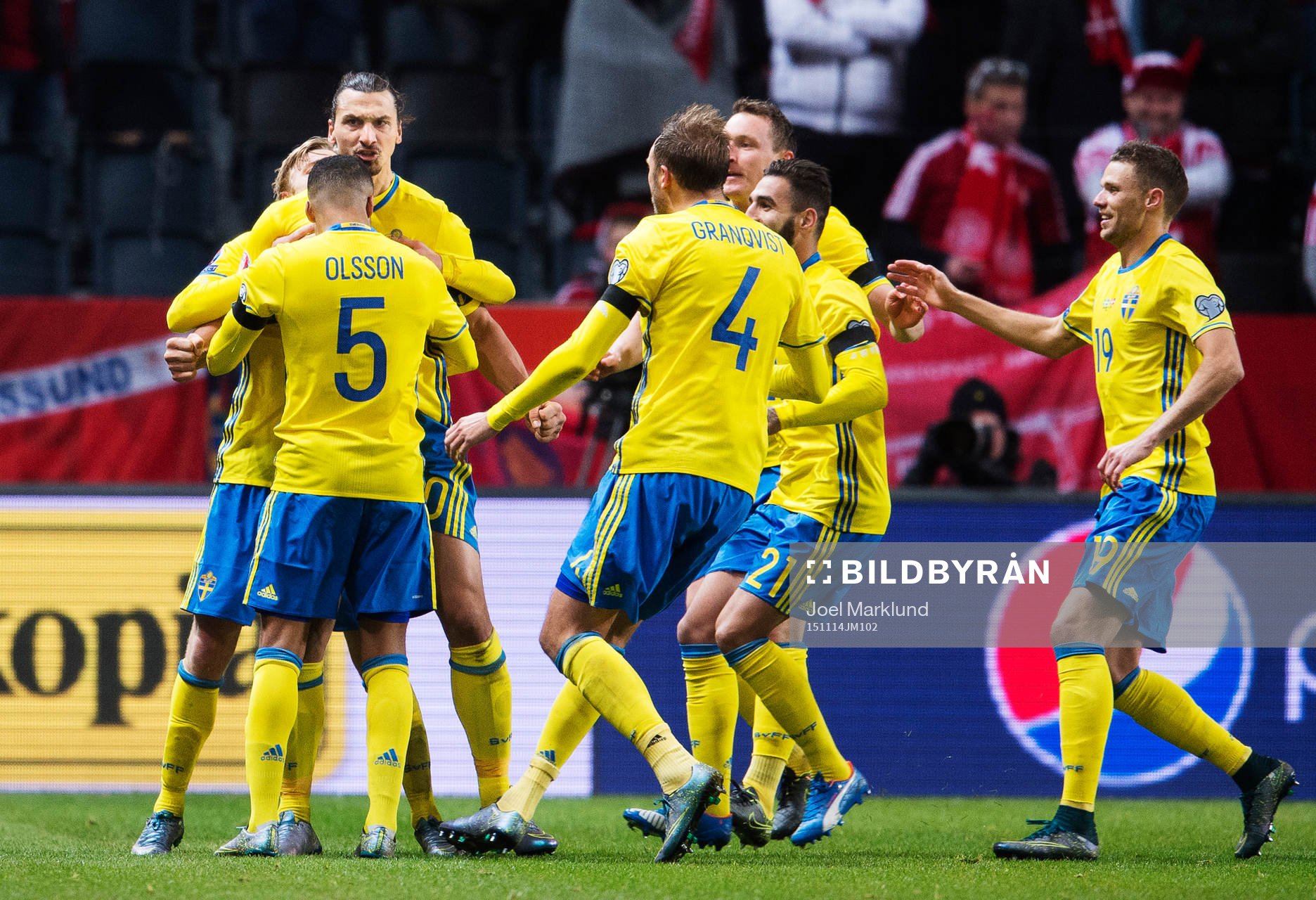 Sveriges Emil Forsberg, Martin Olsson, Zlatan Ibrahimovic,