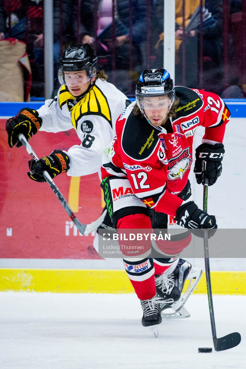 Brynäs Mathias Porseland jagar Malmö Redhawks Andreas