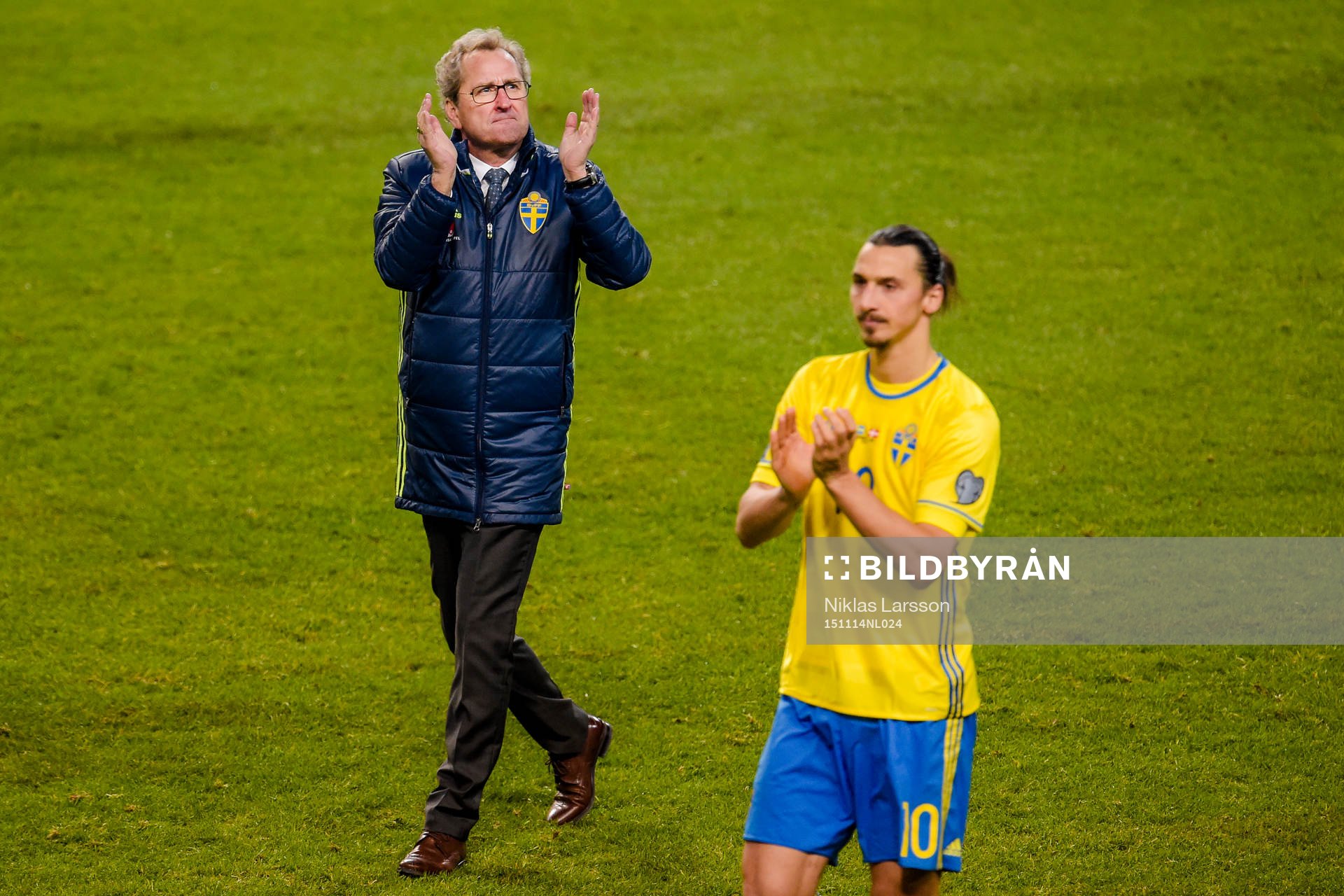 Sveriges förbundskapten Erik Hamrén och Zlatan