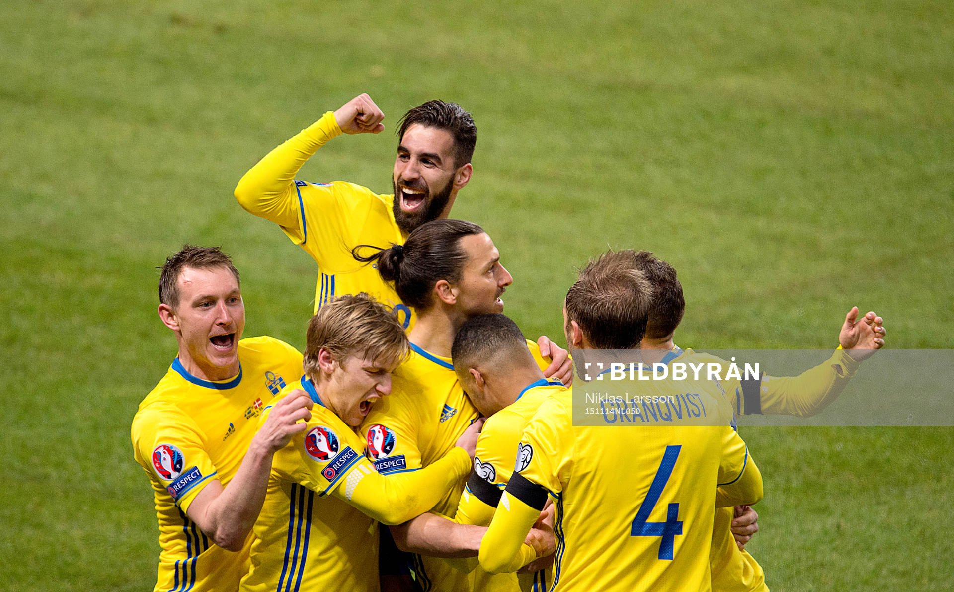 Sveriges Kim Källström, Emil Forsberg, Jimmy Durmaz och