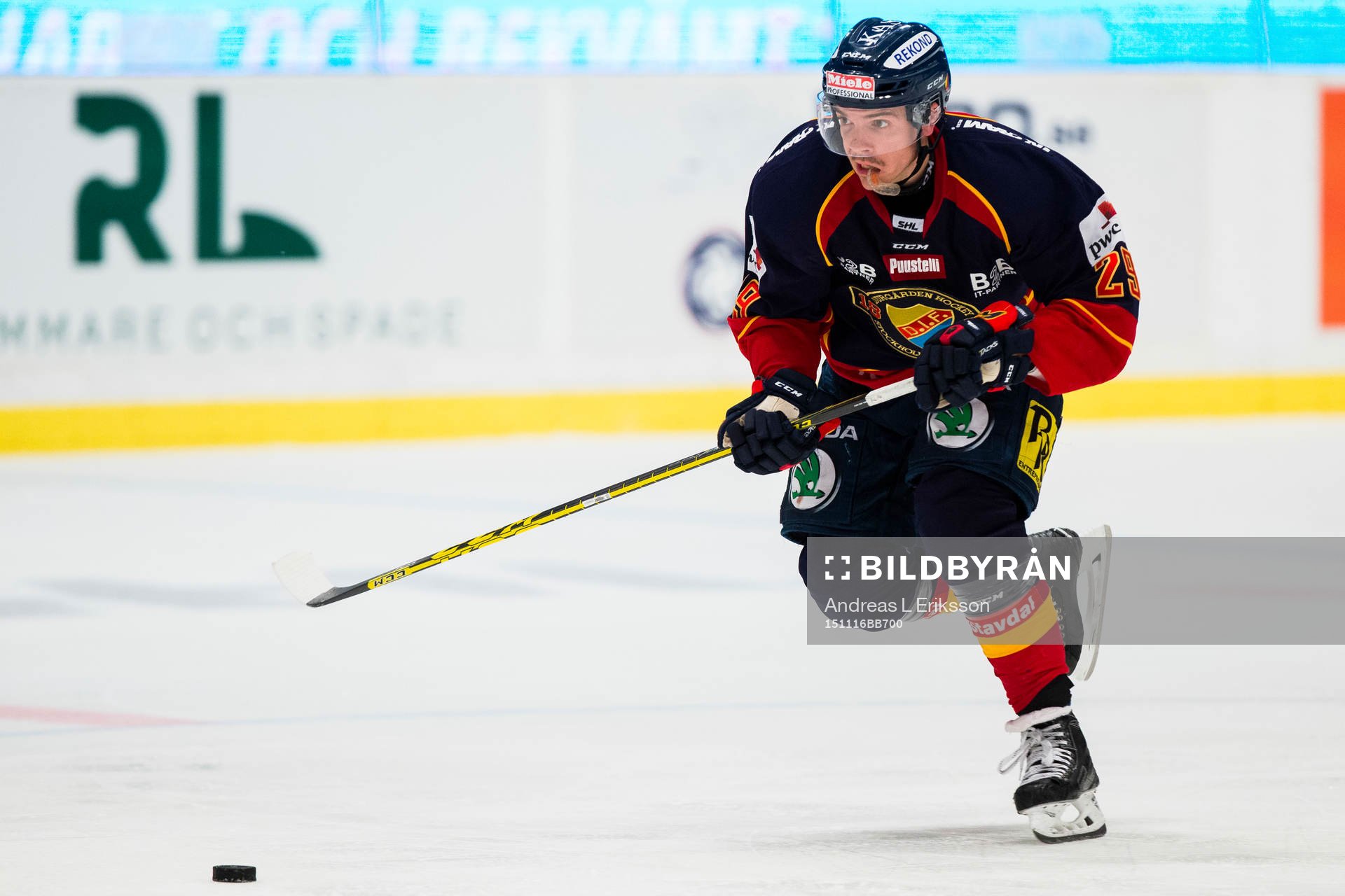 Djurgårdens Matt Anderson med pucken