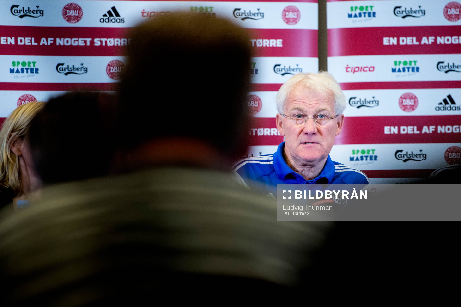 Danmarks förbundskapten Morten Olsen under en presskonferens med Danmarks landslag i fotboll den 16 november 2015 i Helsingör. 