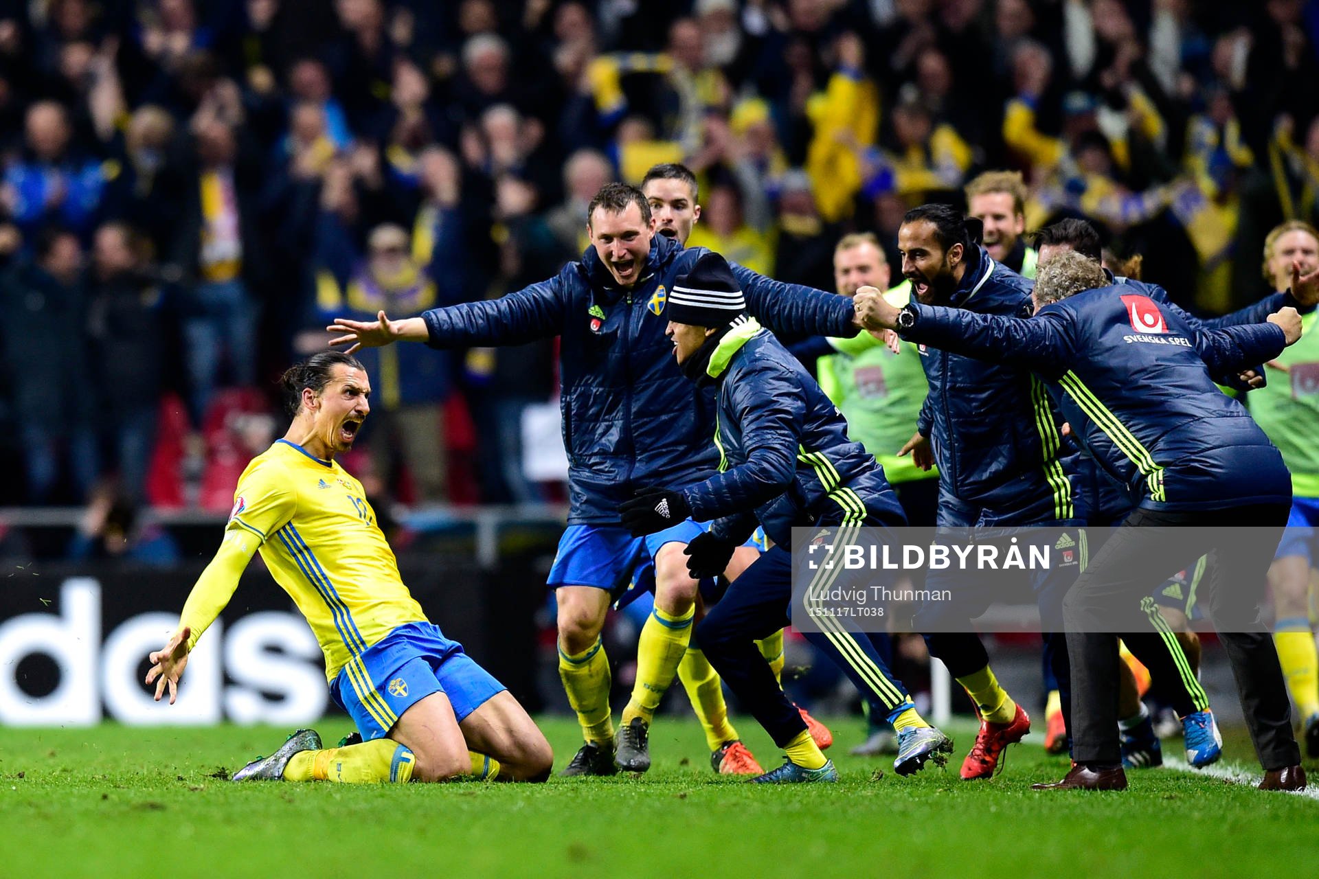 Sveriges Zlatan Ibrahimovic jublar